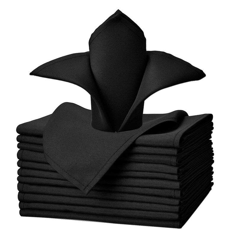 20"x20" Solid Polyester Washable Cloth Napkins For Wedding Party Restaurant Dinner - Set of 12 PiecesICEFABRICICE FABRICSBlack20"x20" Solid Polyester Washable Cloth Napkins For Wedding Party Restaurant Dinner - Set of 12 Pieces ICEFABRIC |Black
