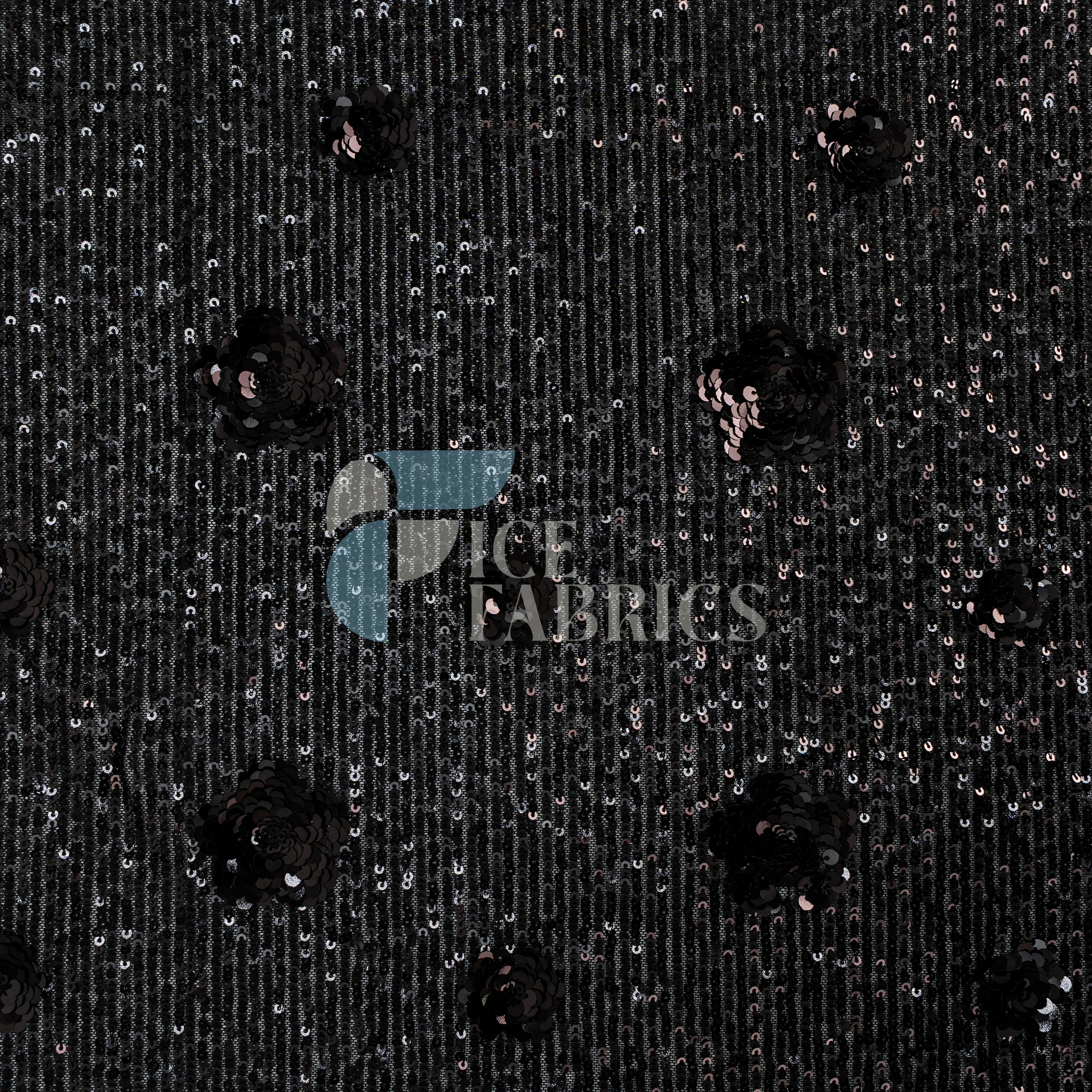 Celeste 3D Floral Stretch Sequin Fabric