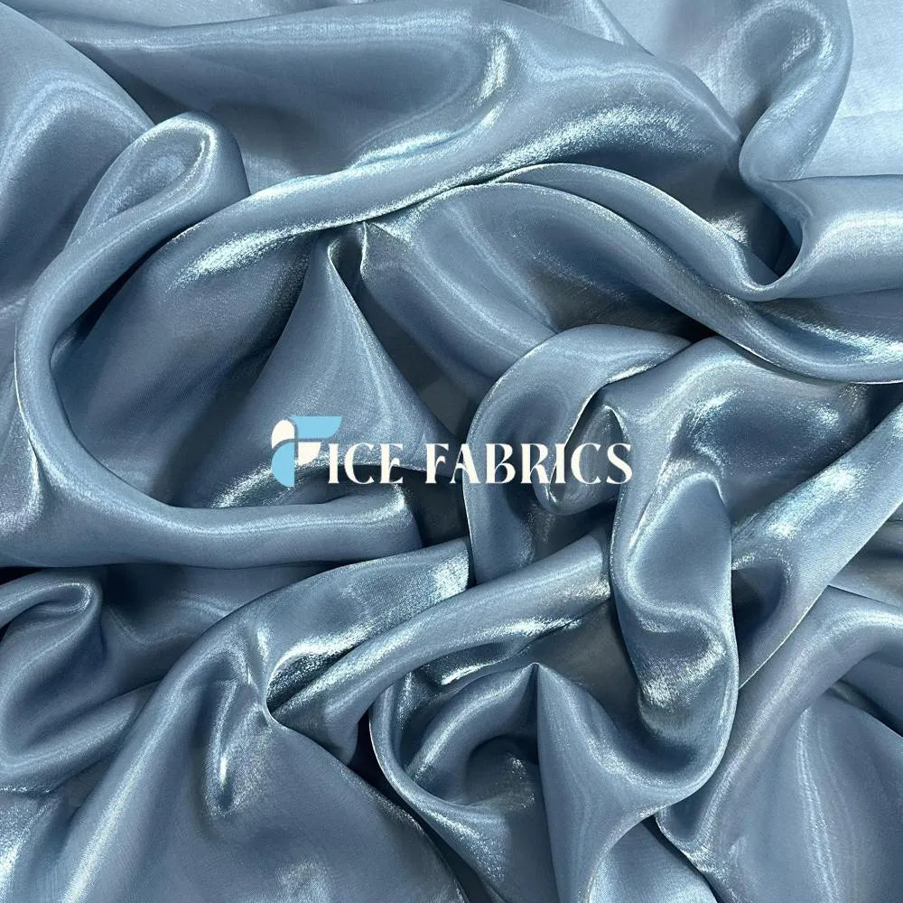 Blue Crystal Reflective Liquid Chiffon Fabric