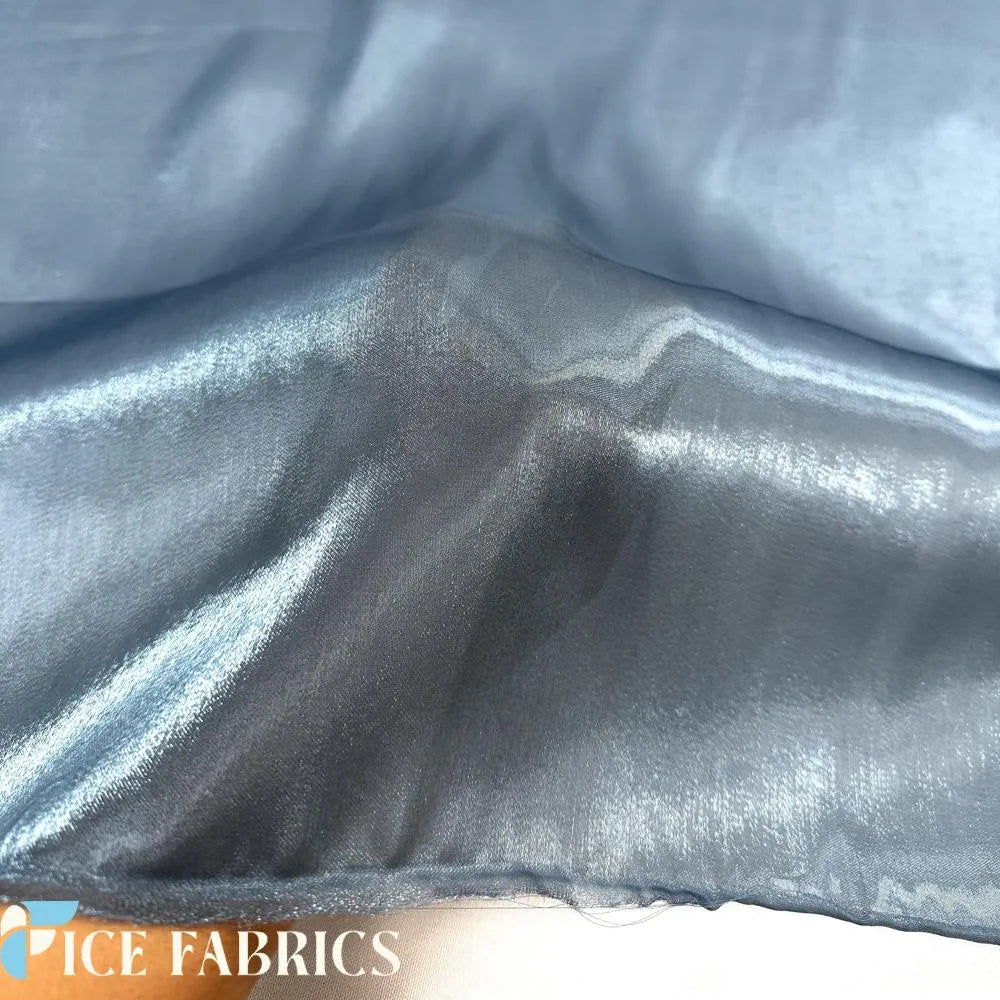 Blue Crystal Reflective Liquid Chiffon Fabric by the Yard