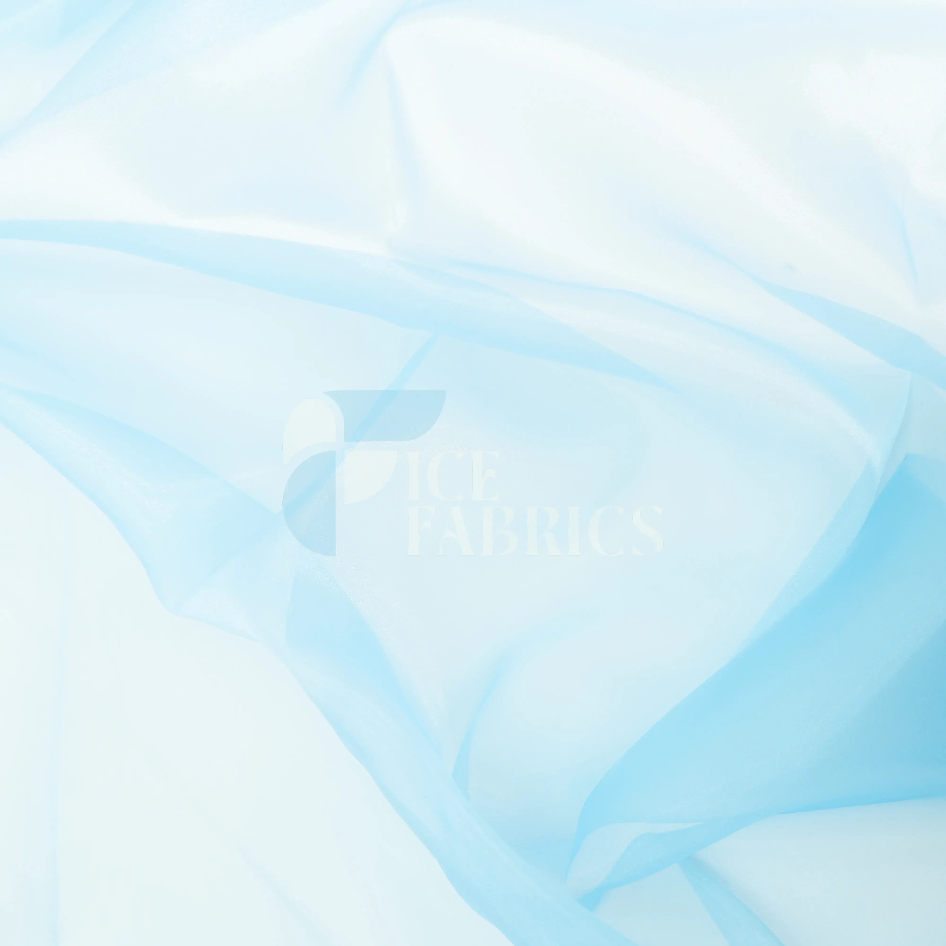 Blue Crystal Sheer Organza Fabric By The Yard