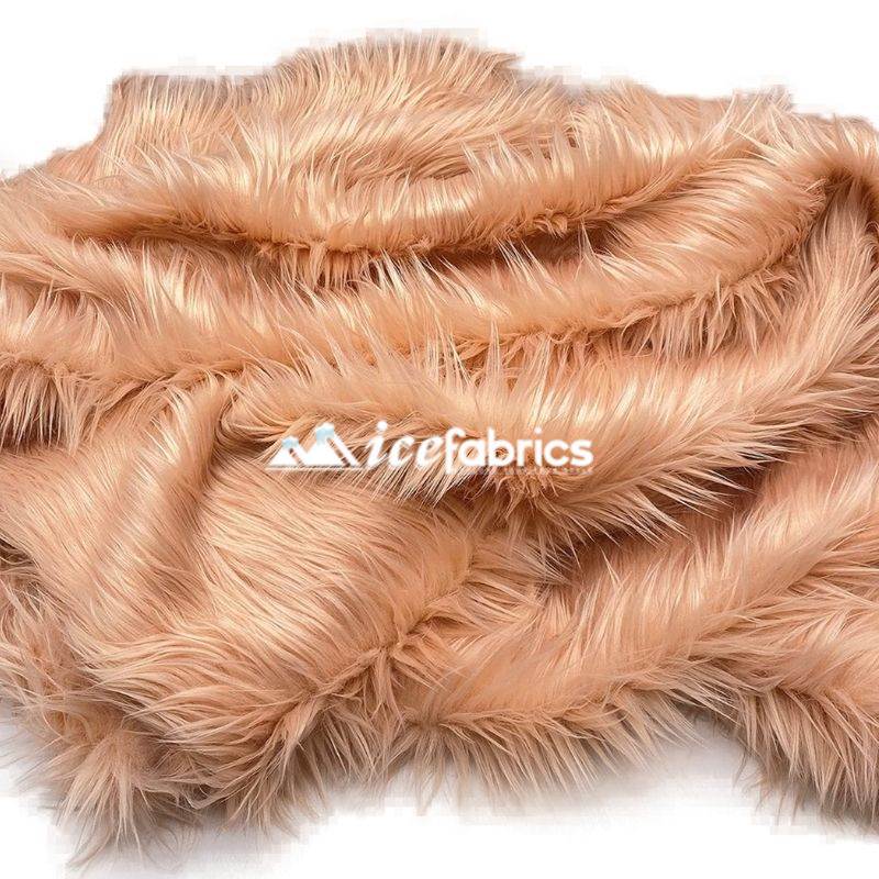 Blush Shaggy Mohair Long Pile Faux Fur Upholstery Fabric by the Yard