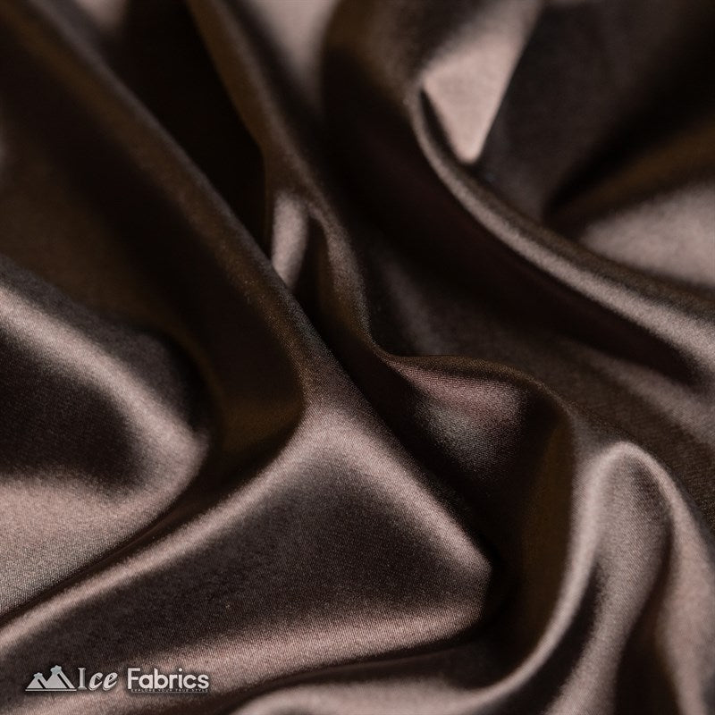 Silky Charmeuse Stretch Satin Fabric Fashion Fabric Brown