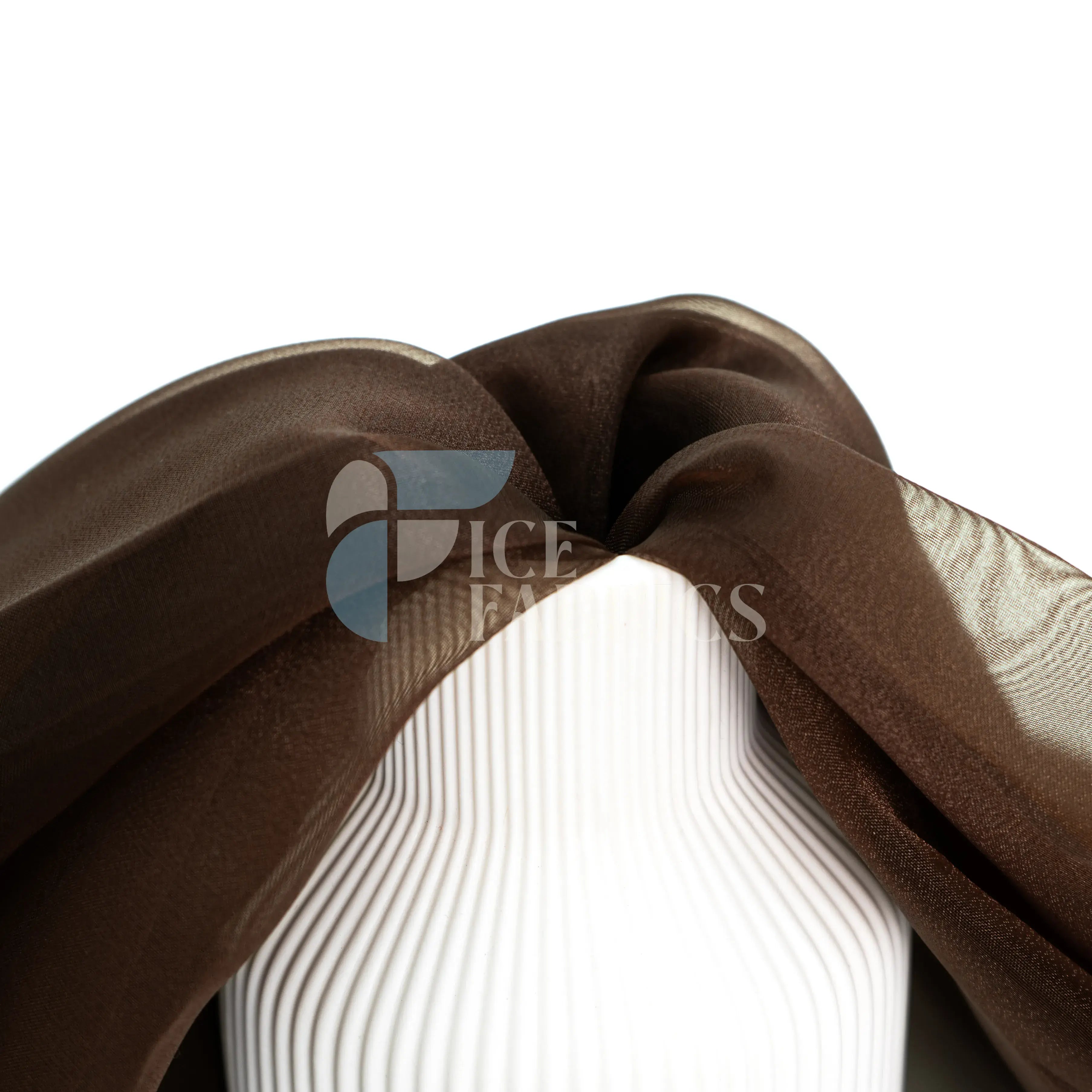 Brown Crystal Sheer Organza Fabric By The Yard
