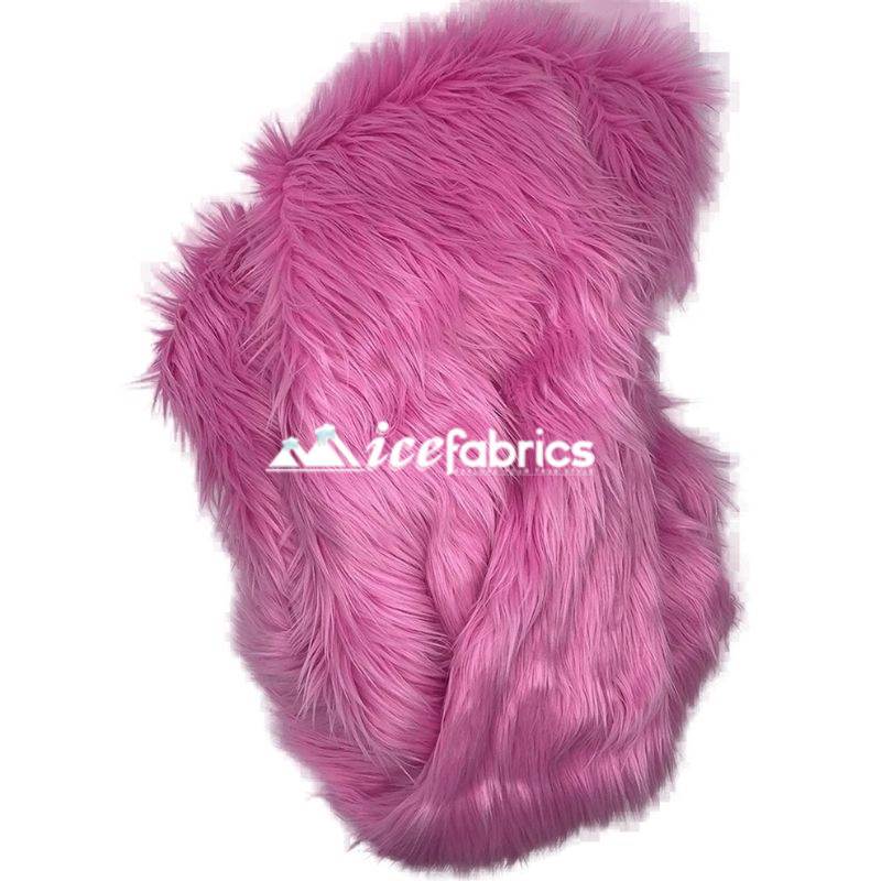 Bubble Gum Shaggy Mohair Long Pile Faux Fur Upholstery Fabric by The Yard