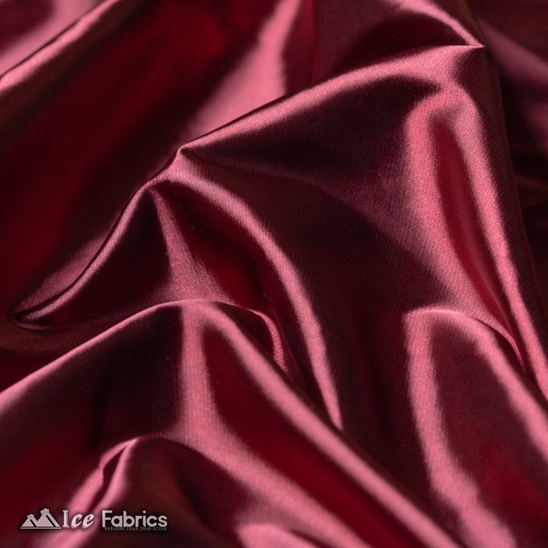 Silky Charmeuse Stretch Satin Fabric Fashion Fabric Burgundy