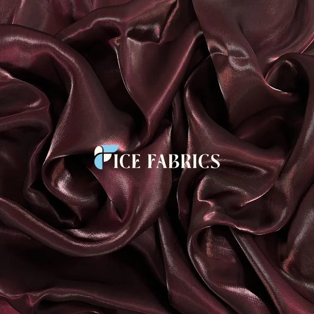 Burgundy Crystal Reflective Liquid Chiffon Fabric