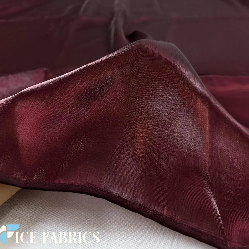 Burgundy Crystal Reflective Liquid Chiffon Fabric by the Yard