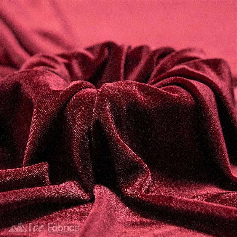 Ice Fabrics Stretch Velvet Fabric Soft and Smooth ICE FABRICS Burgundy