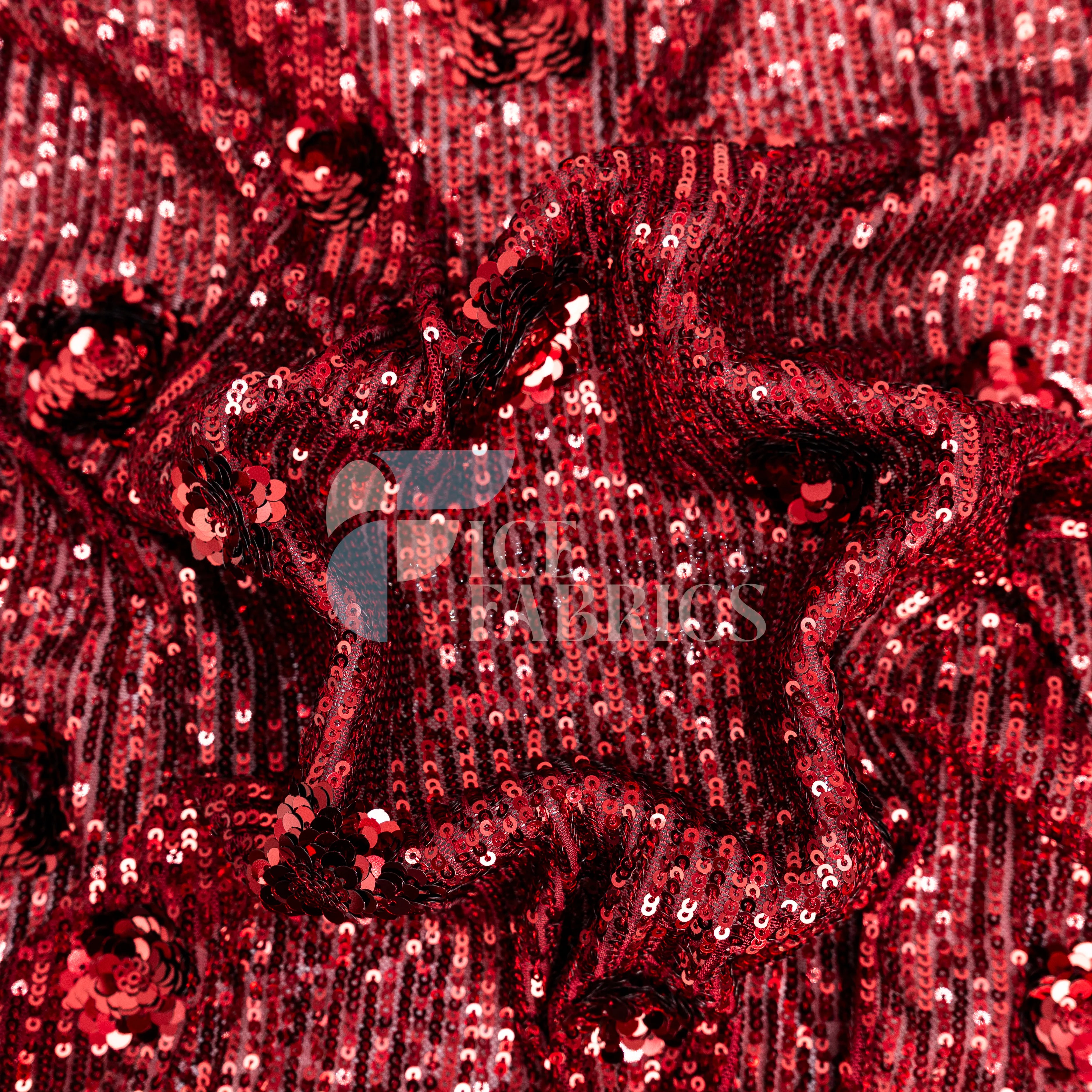 Celeste 3D Floral Stretch Sequin Fabric
