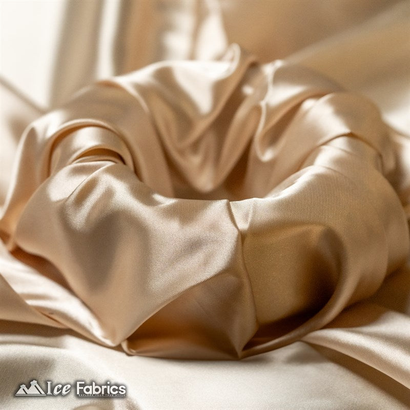 Silky Charmeuse Stretch Satin Fabric Fashion Fabric Champagne