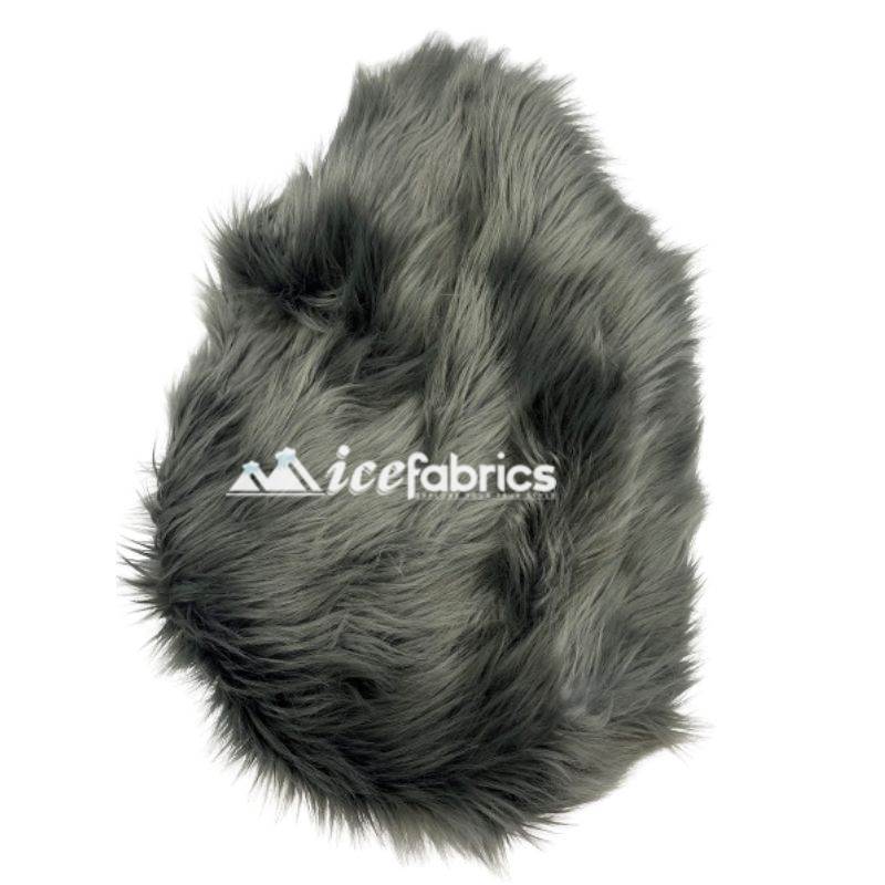 Charcoal Shaggy Mohair Faux Fur Upholstery Fabric