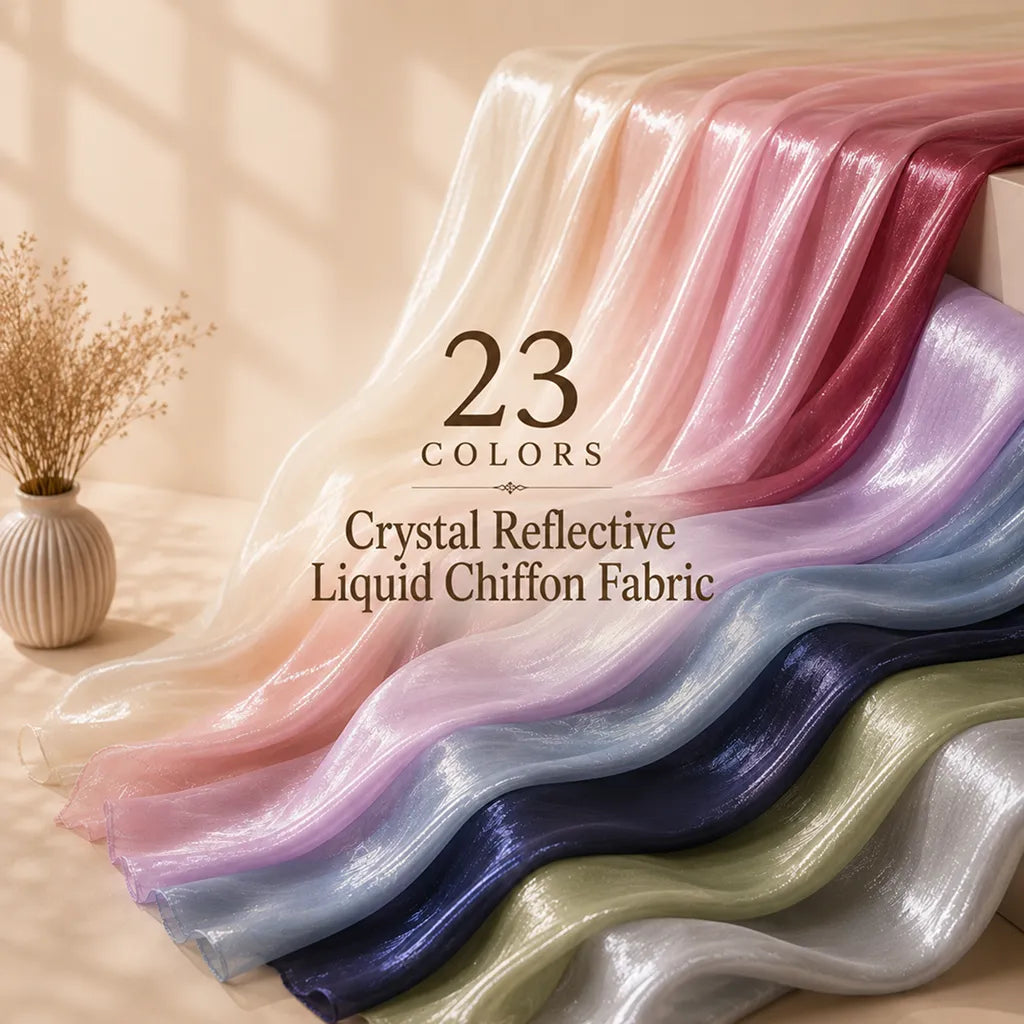Crystal Reflective Liquid Chiffon Fabric by the Yard