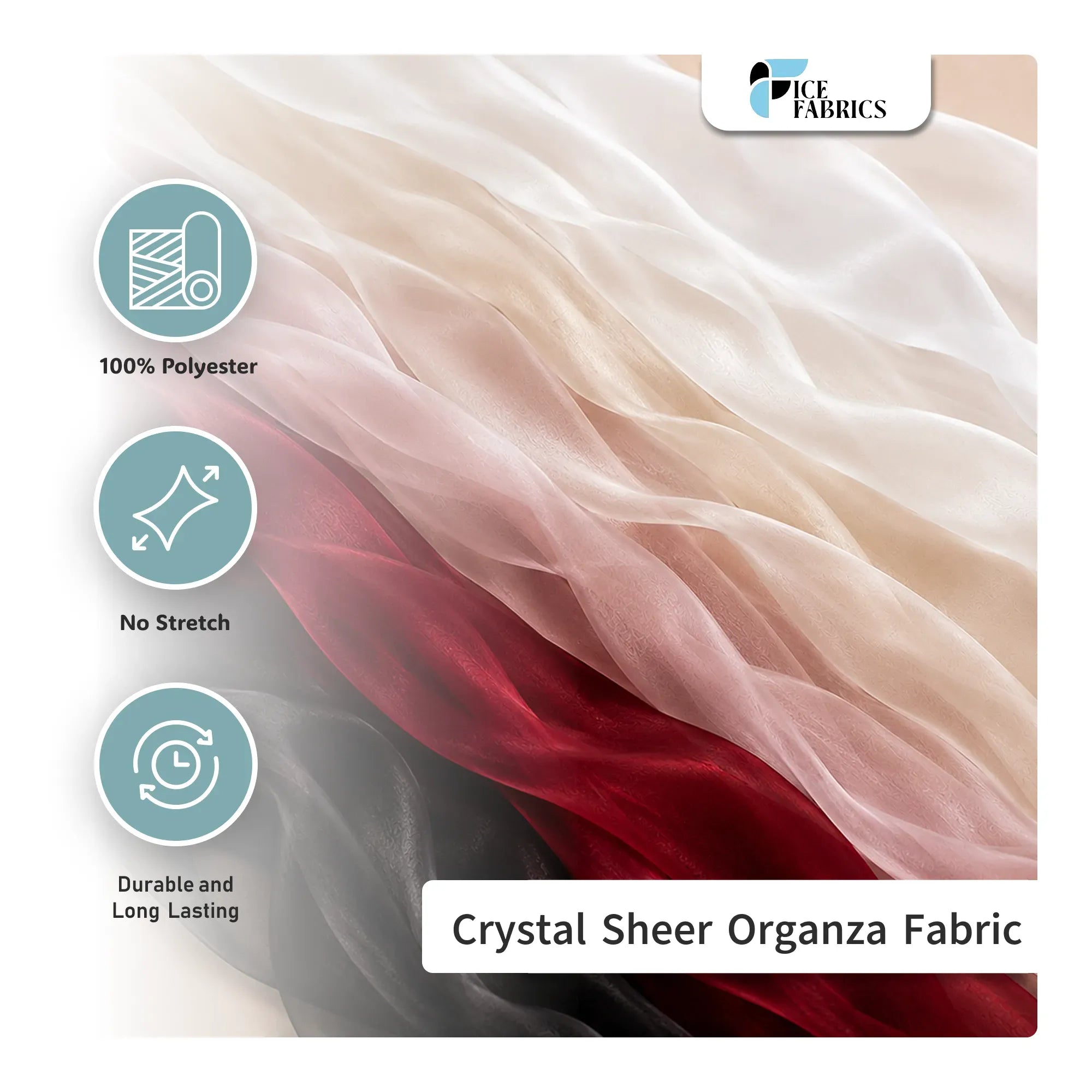 Light Pink Crystal Sheer Organza Fabric By The Yard