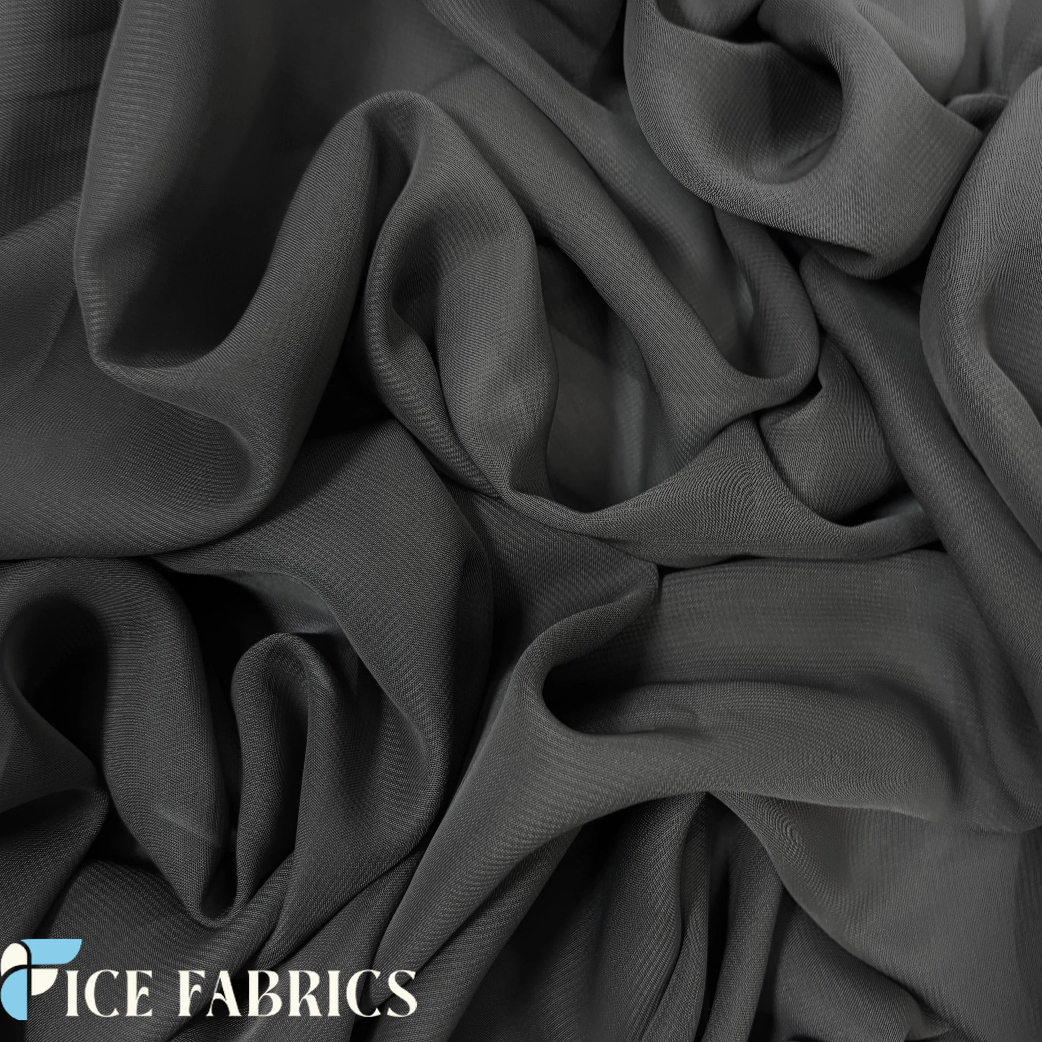 Dark Grey Mia Chiffon Fabric / 60’’ Wide Soft chiffon Sheer Fabric