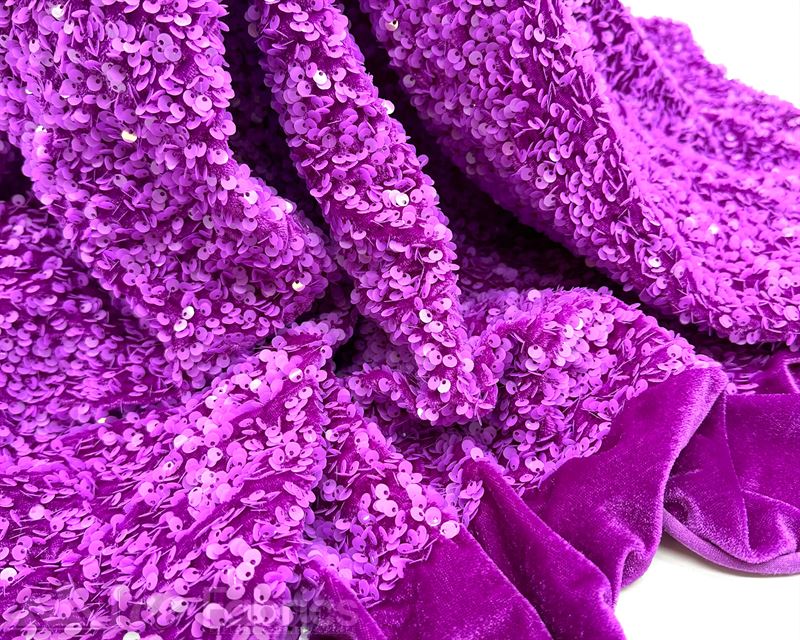 Luxury Stretch Velvet Sequin Fabric All Over Full SequinICE FABRICSICE FABRICSDark Lavender on Lavender VelvetBy The Yard (60 inches Wide)Luxury Stretch Velvet Sequin Fabric all Over Full Sequin ICE FABRICS