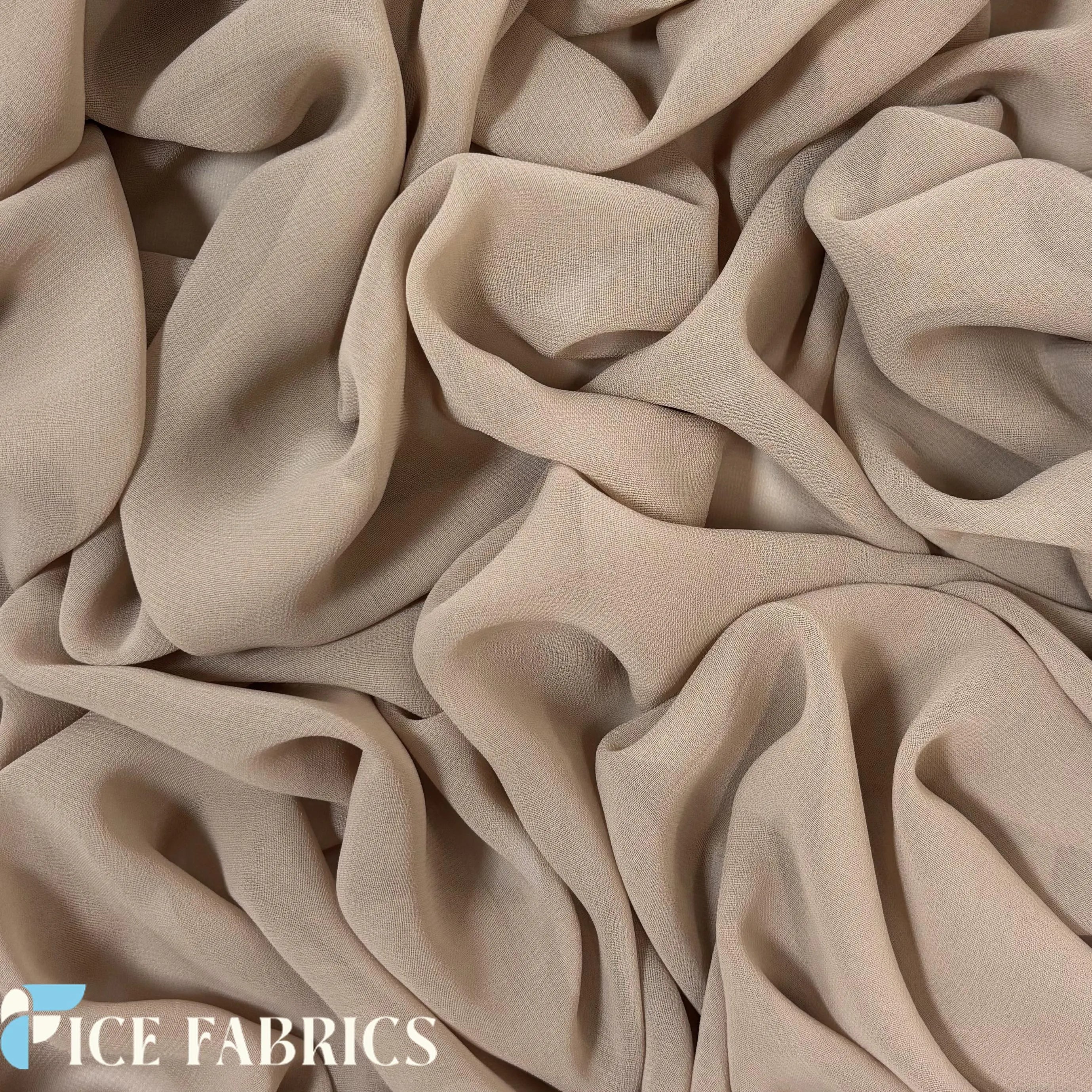 Dark Taupe Mia Chiffon Fabric / 60’’ Wide Soft chiffon Sheer Fabric