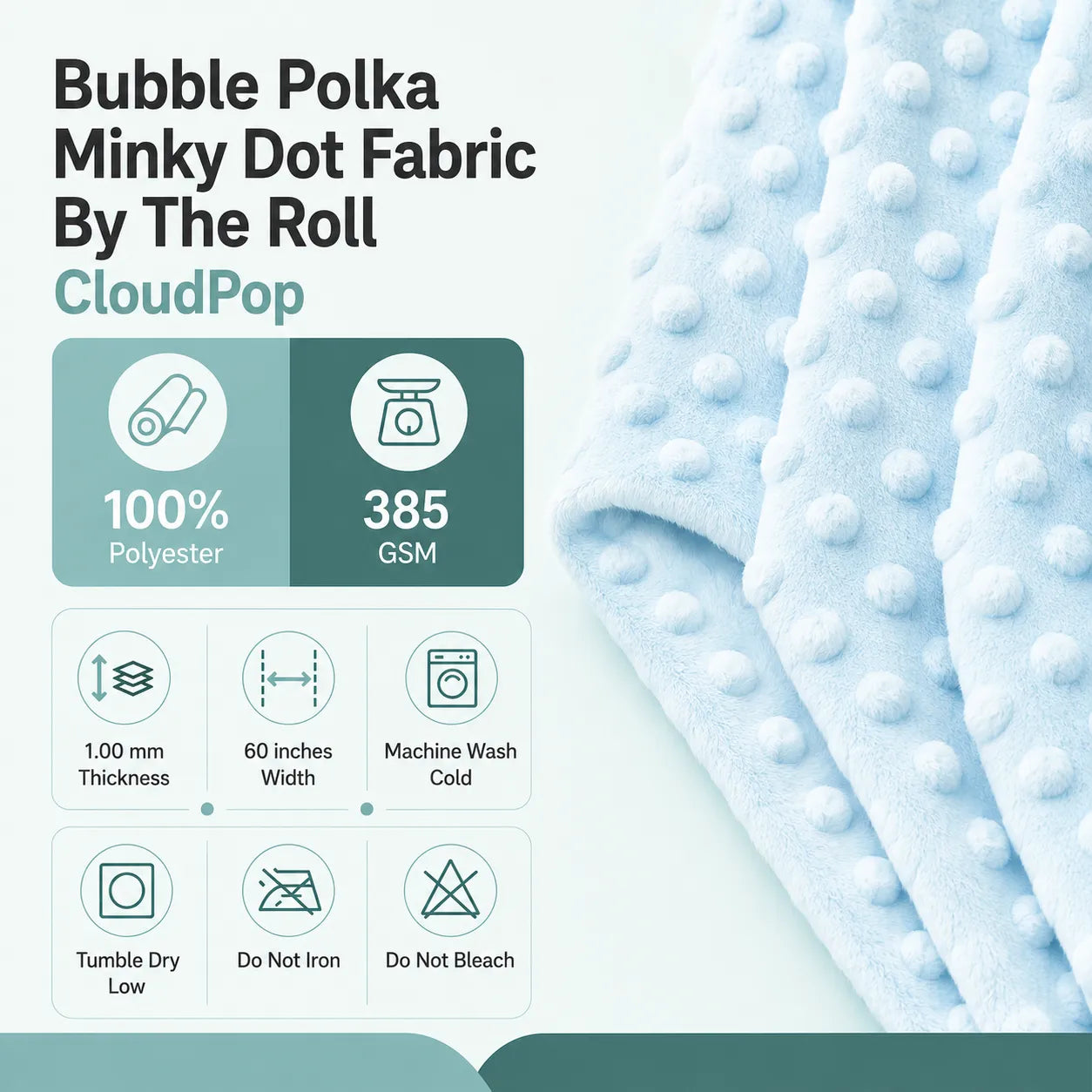 Dimple Polka Dot Minky Fabric / Ultra Soft /Minky ICE FABRICS By The Yard Details