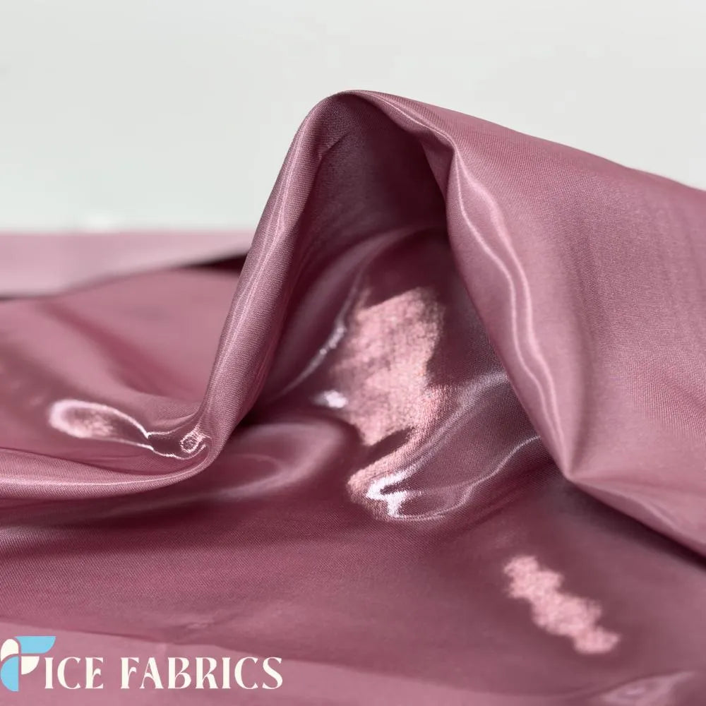 Dusty Rose Reflective Liquid Crystal Silky Satin Fabric by the yard
