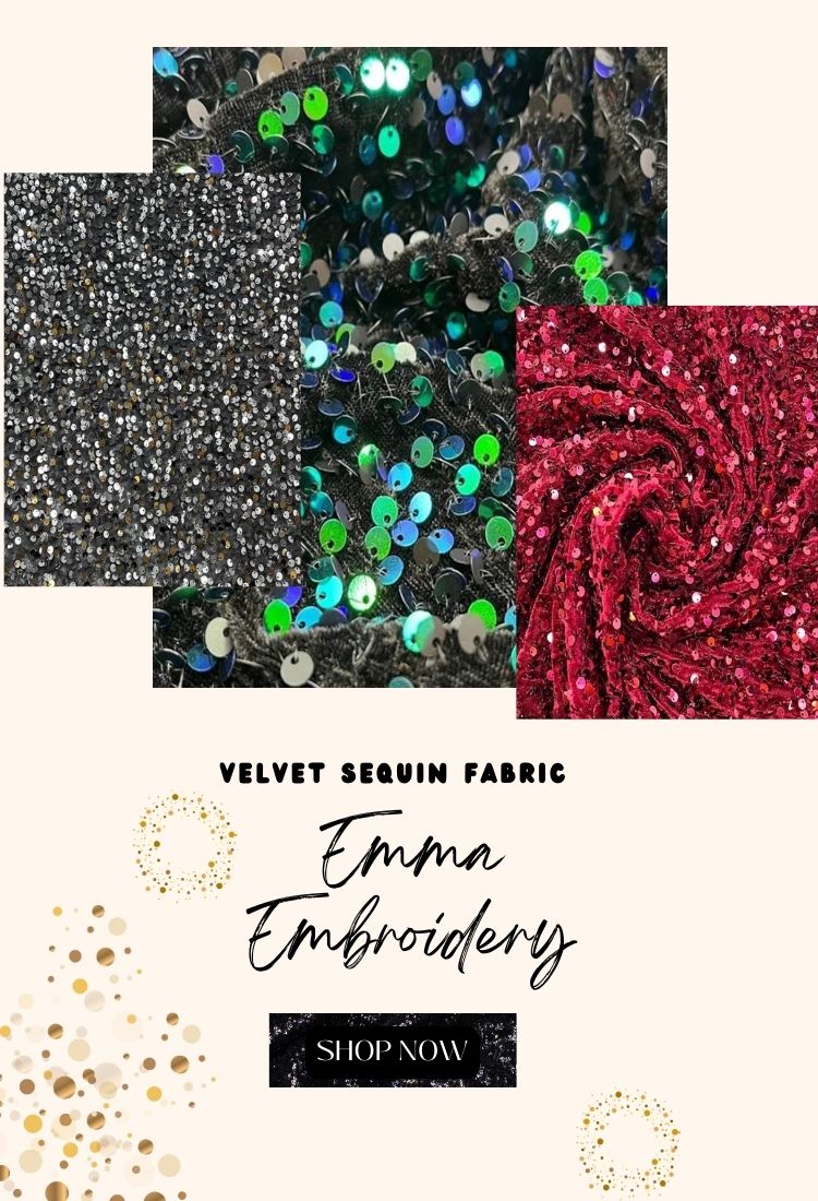 beautiful Emma Embroidery Velvet Fabric - Ice Fabrics