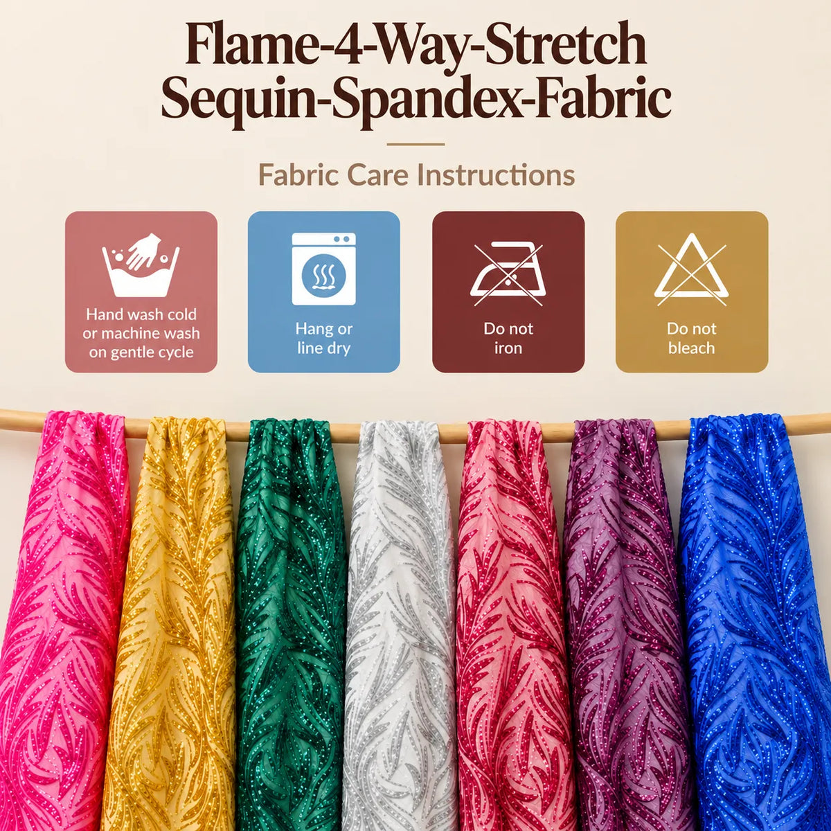 Flame 4 Way Stretch Sequin Spandex Fabric