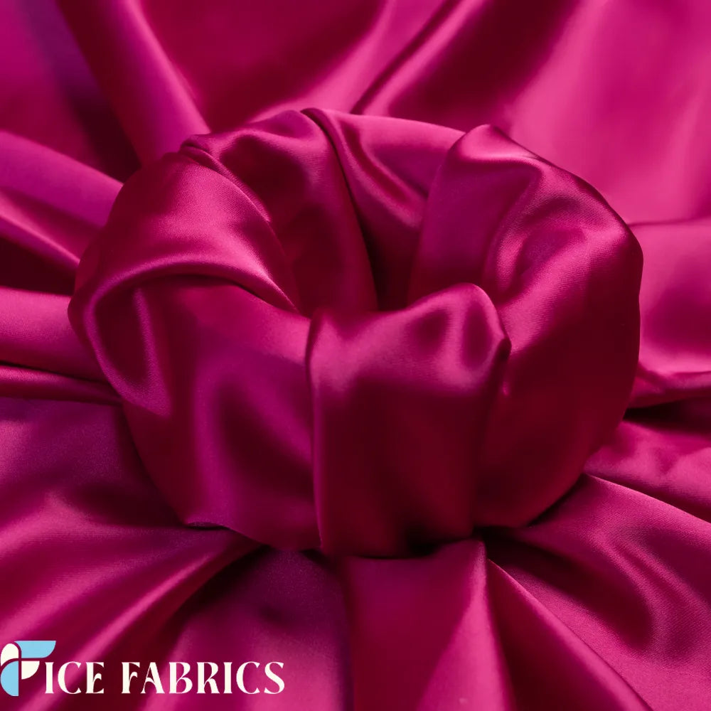 Fuchsia Luxury Silk Stretch Satin Fabric by the yard