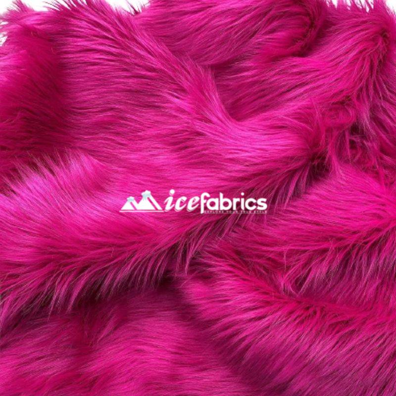 Fuchsia Shaggy Mohair Faux Fur Upholstery Fabric