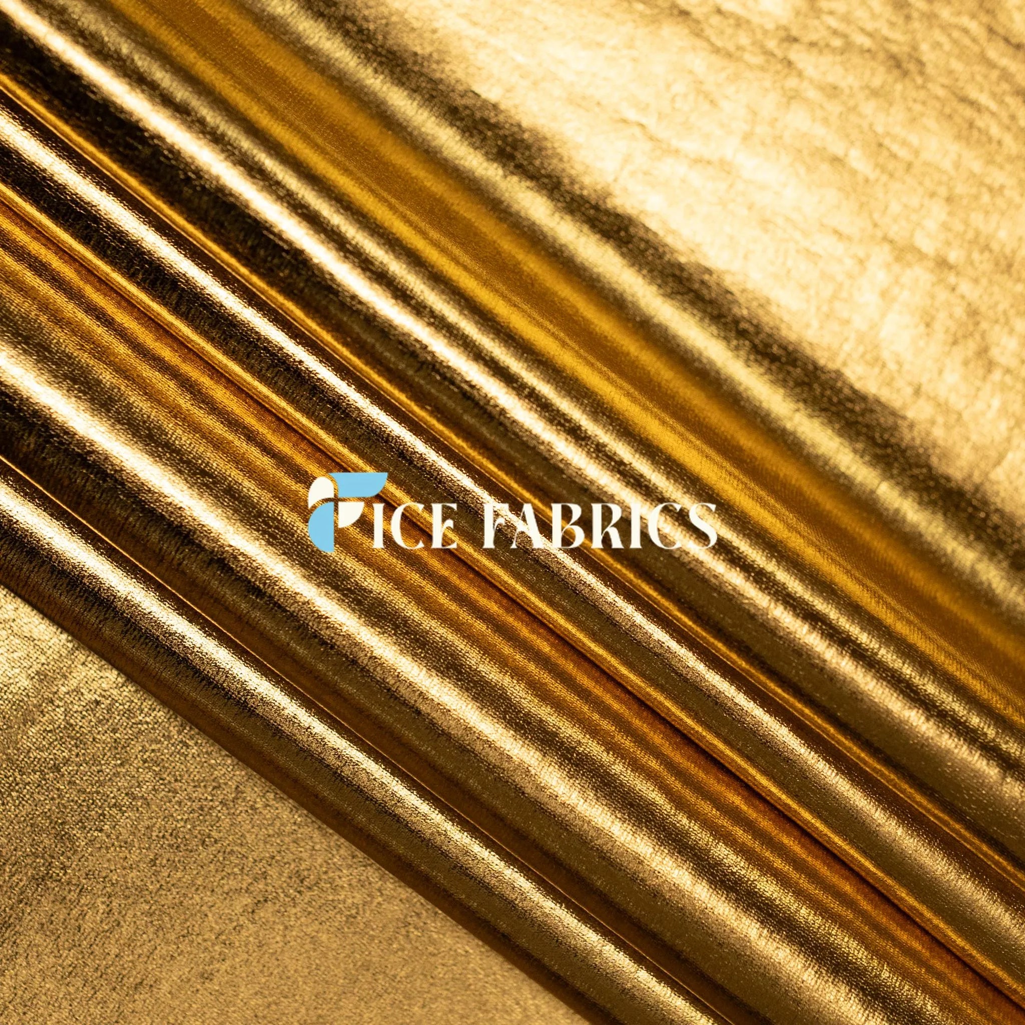 Gold 4 Way Stretch Shiny Spandex Fabric By The Yard