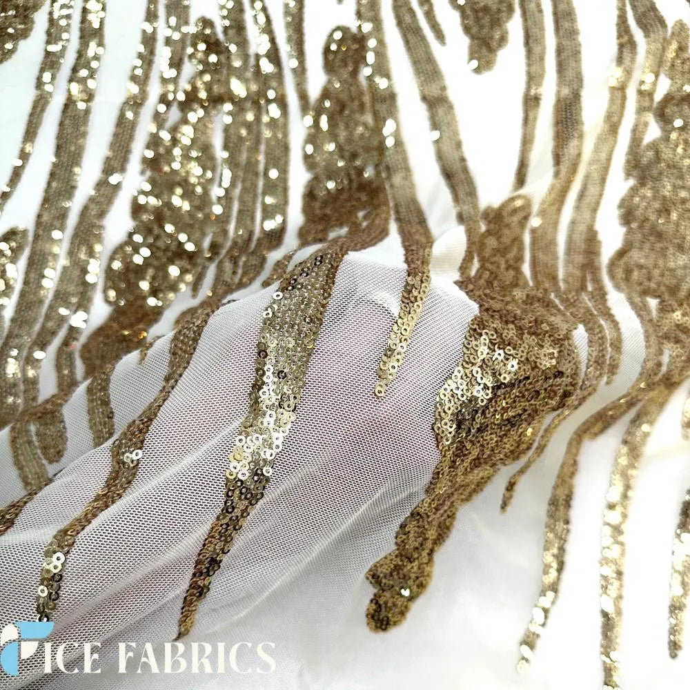 Gold Stretch Sequin Fabric By The Yard