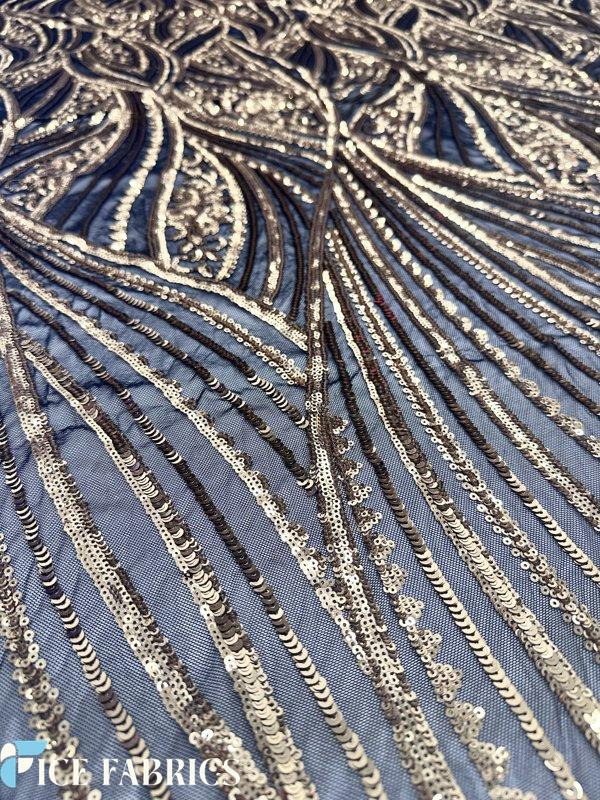 Black Stretch Sequin Fabric On Mesh