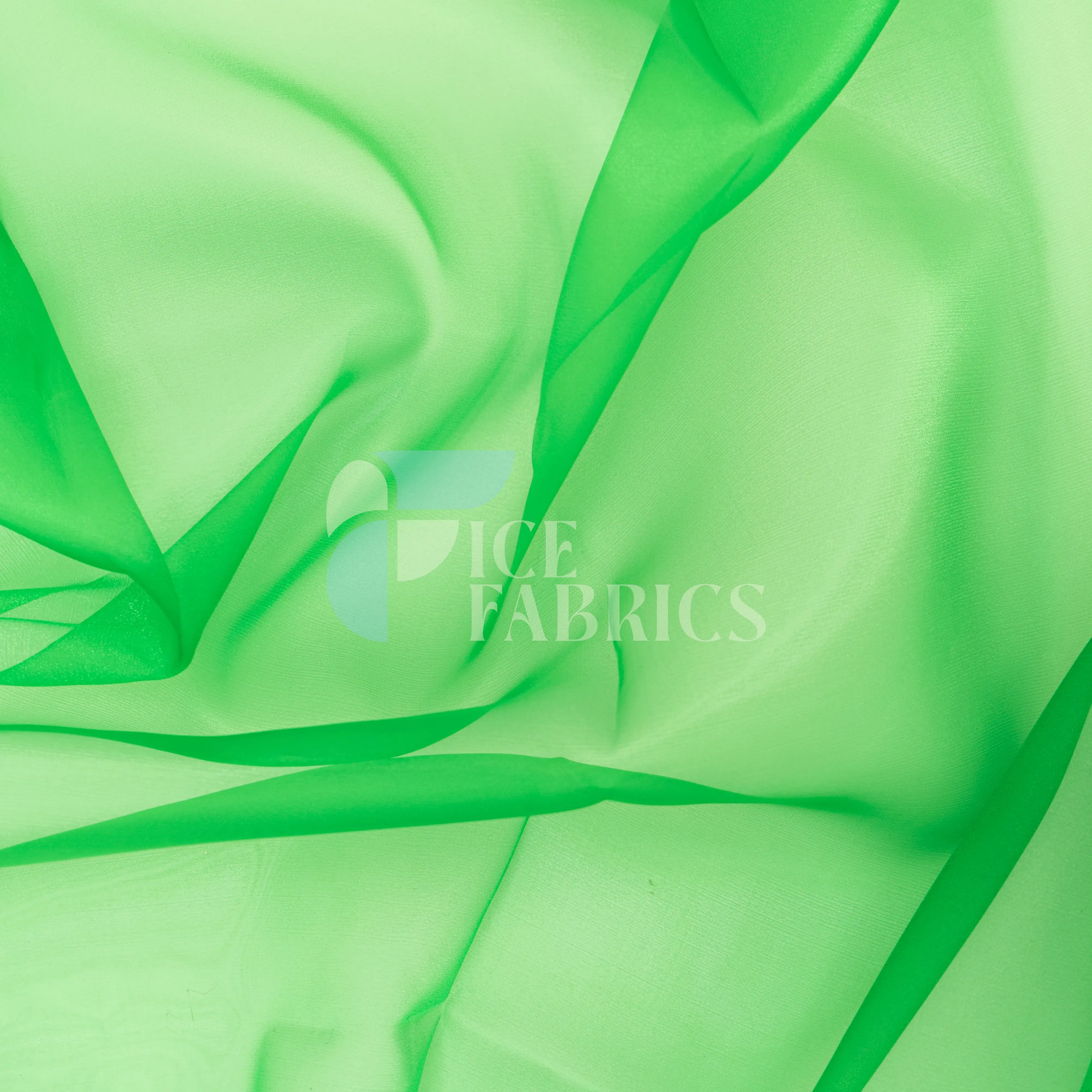Green Crystal Sheer Organza Fabric By The Yard
