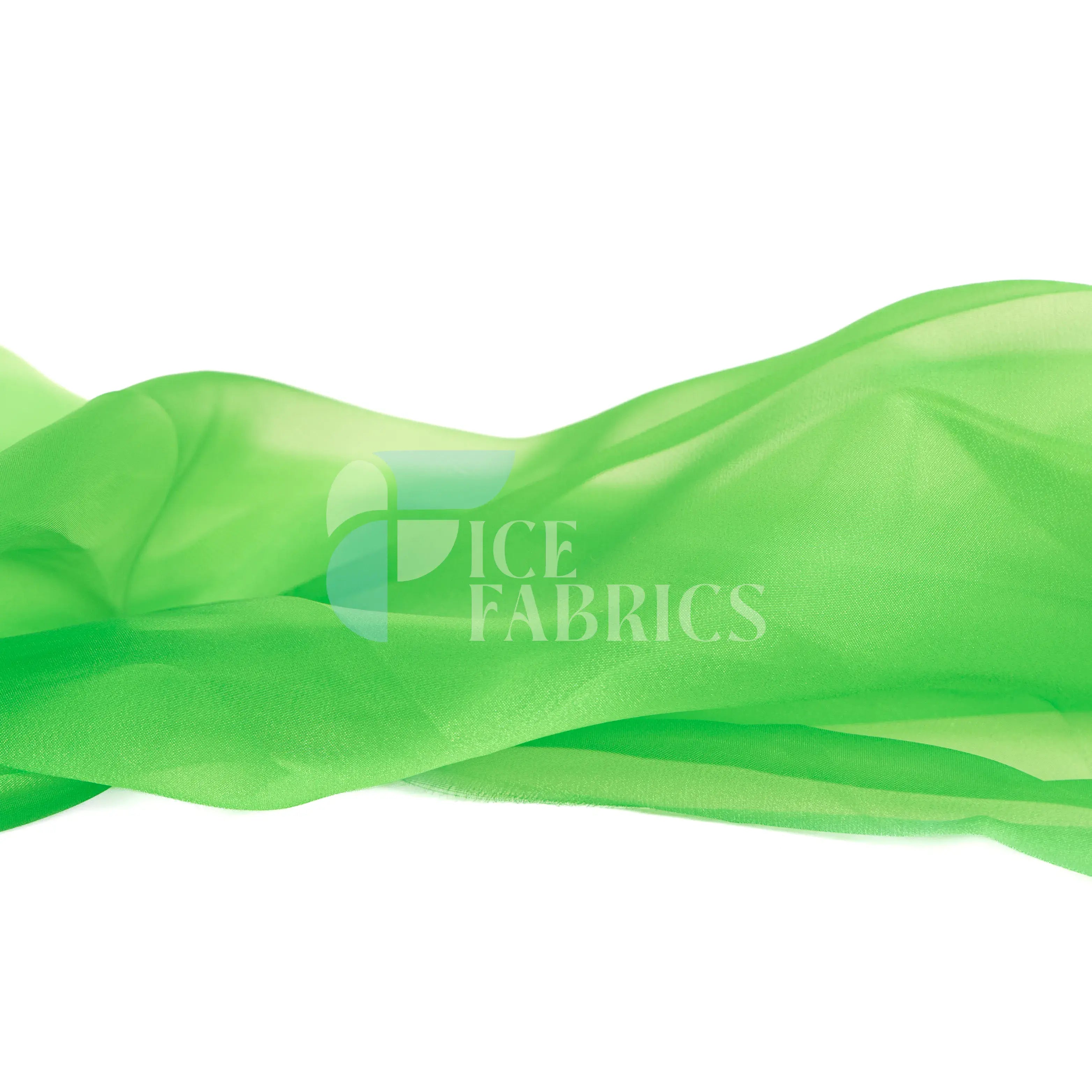 Green Crystal Sheer Organza Fabric By The Yard