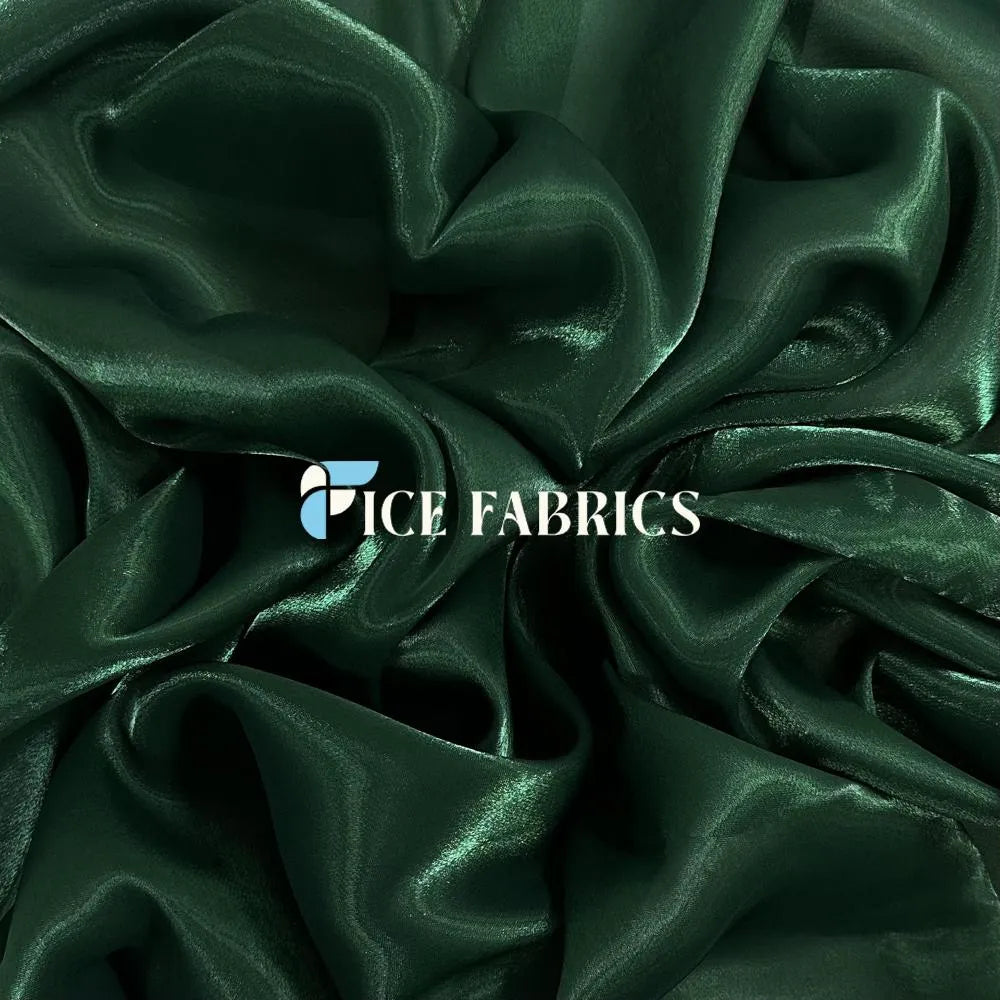Hunter Green Crystal Reflective Liquid Chiffon Fabric