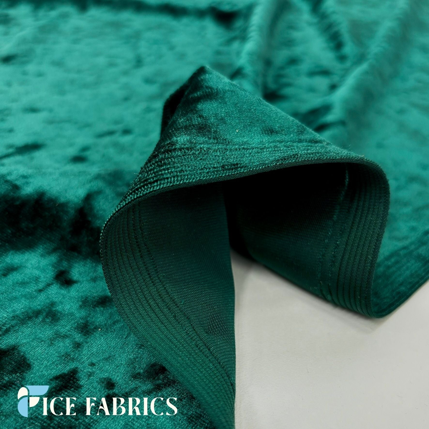Hunter Green Stretch Crushed Velvet Upholstery Fabric | VelvetCrush
