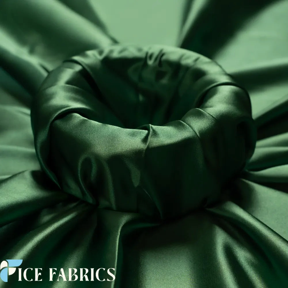 Hunter Green Luxury Silk Stretch Satin Fabric by the yard