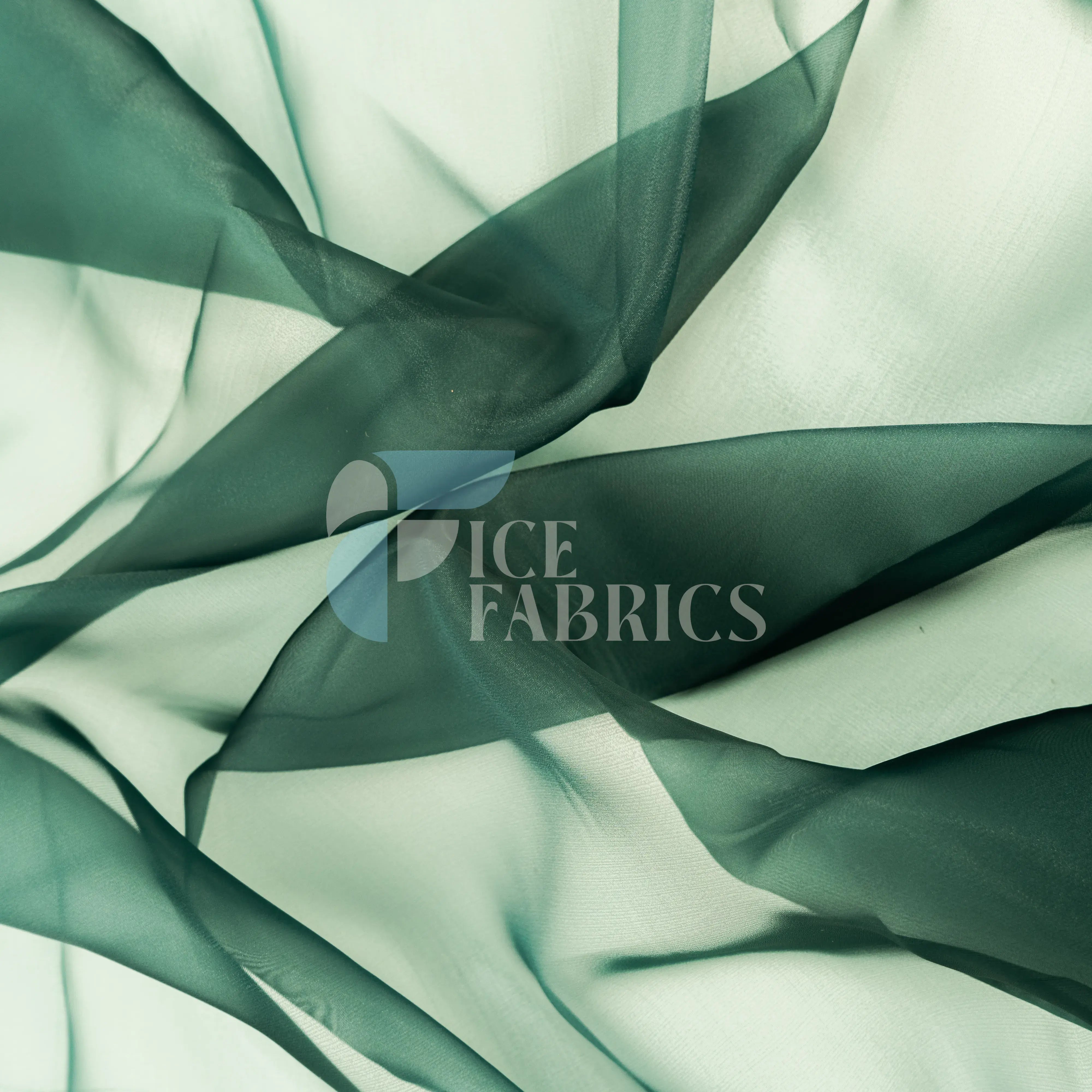 Hunter Green Crystal Sheer Organza Fabric By The Yard