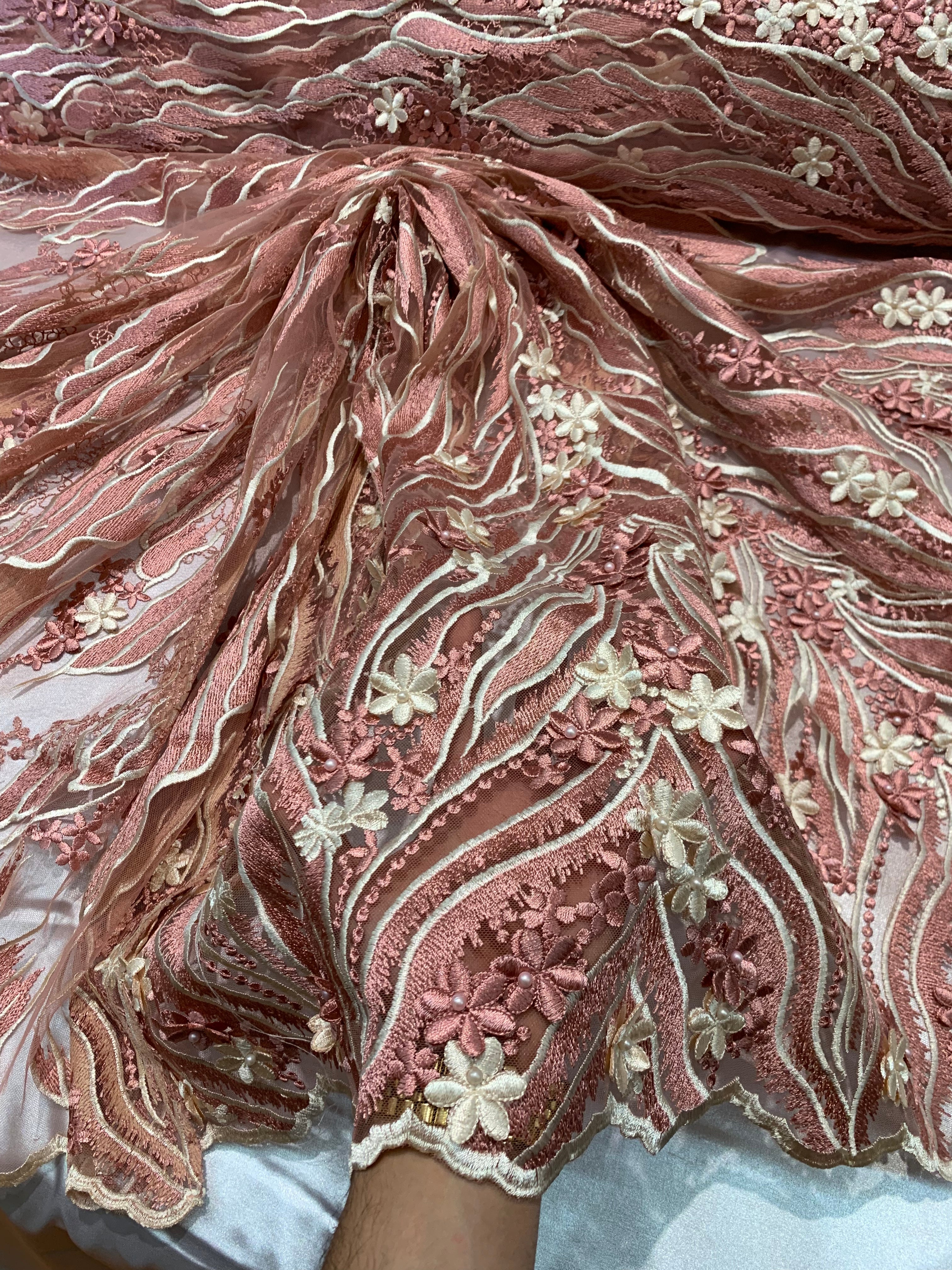 3D FLOWERS Hand Beaded Mesh Lace Fabric Embroidery Lace Fabric By The Yard/Floral Embroidered Handmade/Gowns/ Dress/ Tablecloths/ICEFABRICICE FABRICSDusty Rose3D FLOWERS Hand Beaded Mesh Lace Fabric Embroidery Lace Fabric By The Yard/Floral Embroidered Handmade/Gowns/ Dress/ Tablecloths/ ICEFABRIC |Dusty Rose