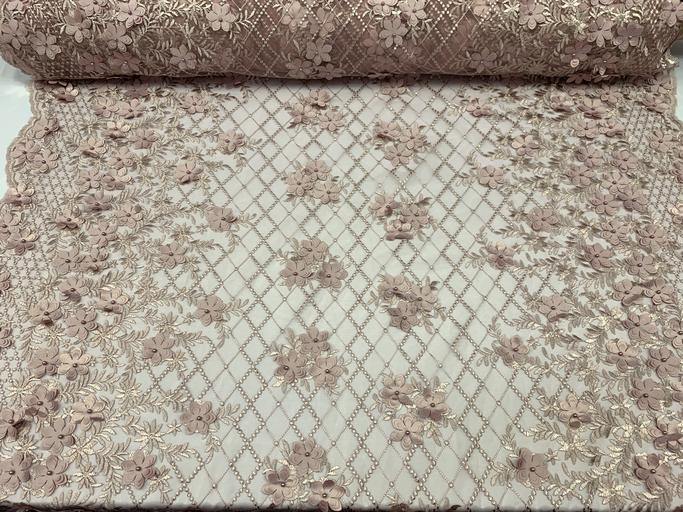 3D Floral Pearl Beaded Embroidery Lace Fabric | Mesh FabricICEFABRICICE FABRICSDusty Rose3D Floral Pearl Beaded Embroidery Lace Fabric | Mesh Fabric ICEFABRIC |Dusty rose