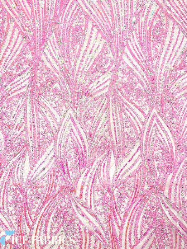 Iridescent Pink Stretch Sequin Fabric