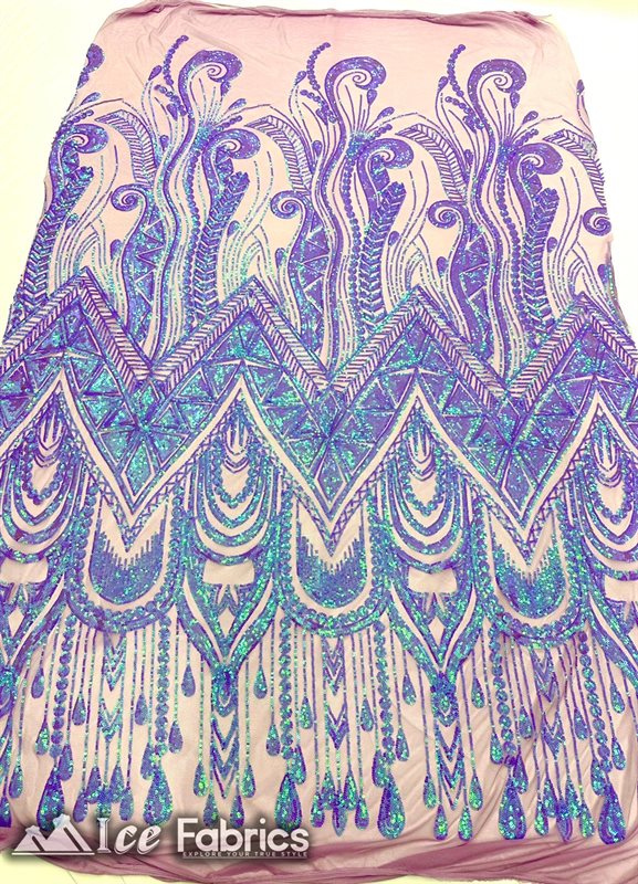 African Sequin Fabric 4 Way Spandex Stretch Sequin FabricICE FABRICSICE FABRICSIridescent PurpleBy The Yard (60" Wide)African Sequin Fabric 4 Way Spandex Stretch Sequin Fabric ICE FABRICS Iridescent Purple