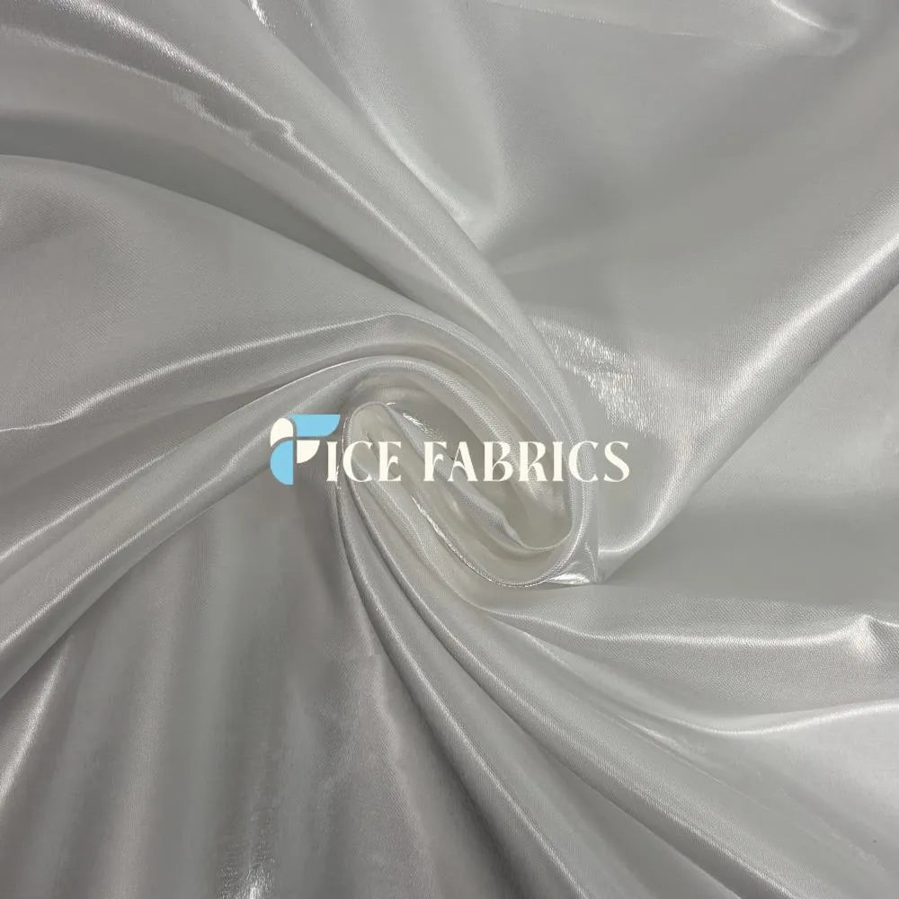 Ivory Reflective Liquid Crystal Silky Satin Fabric