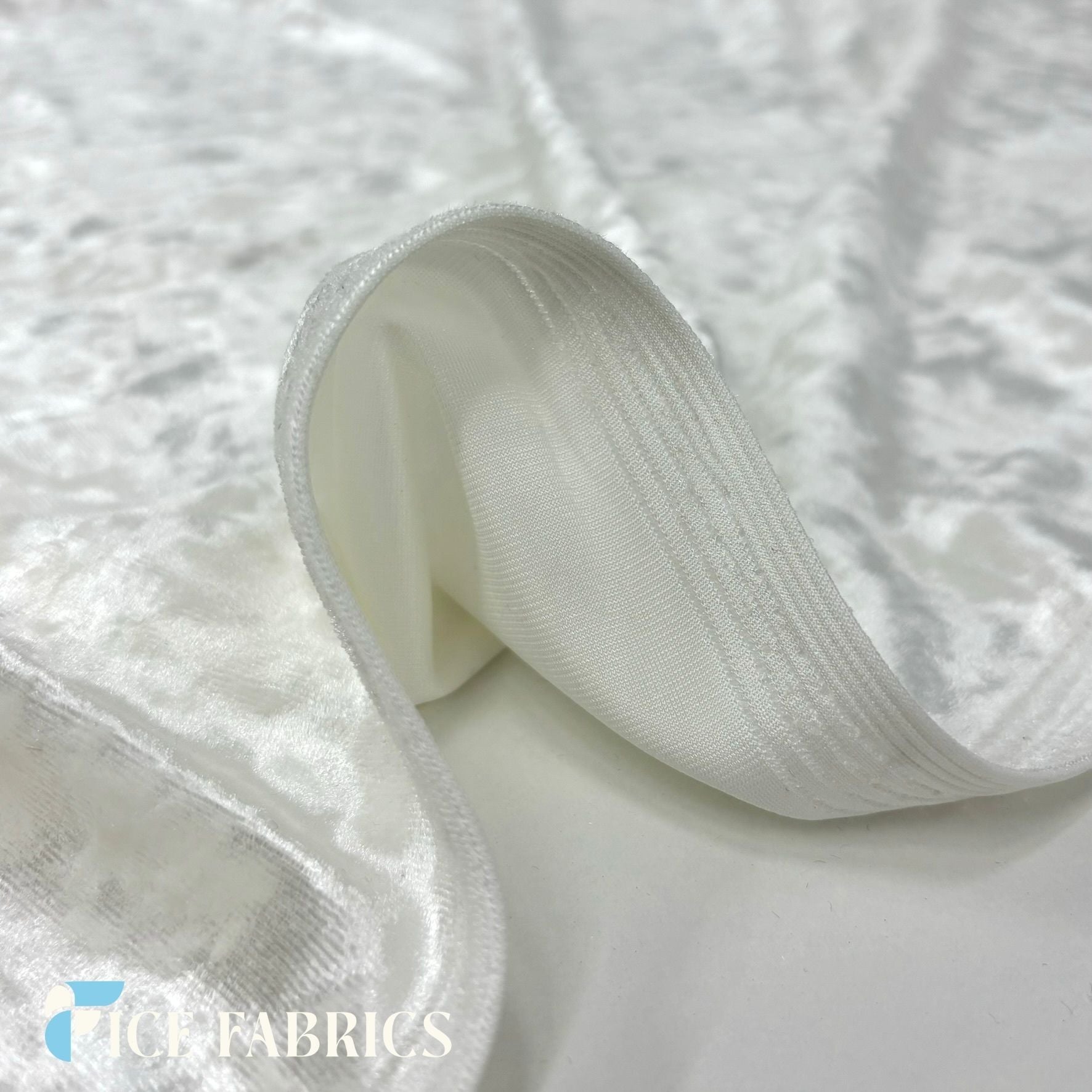 Ivory Stretch Crushed Velvet Upholstery Fabric