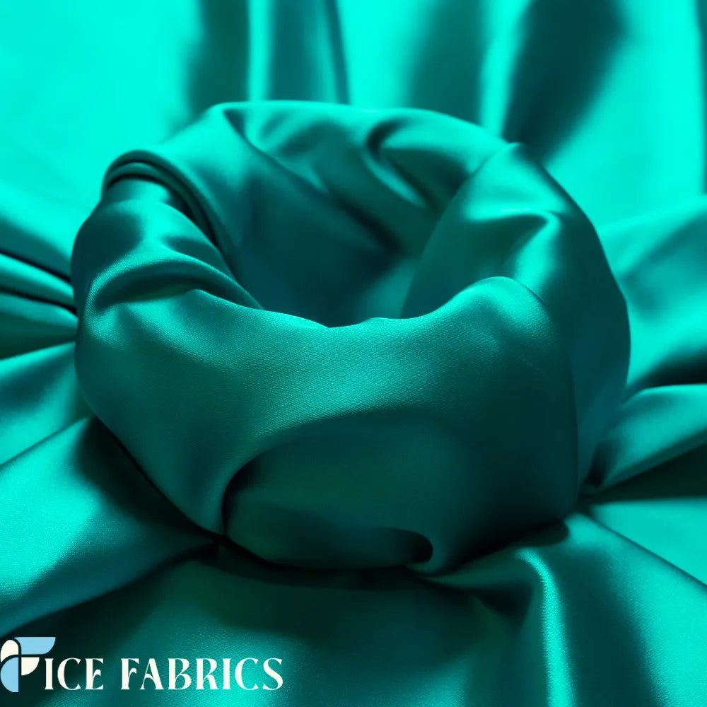 Jade Luxury Silk Stretch Satin Fabric by the yard