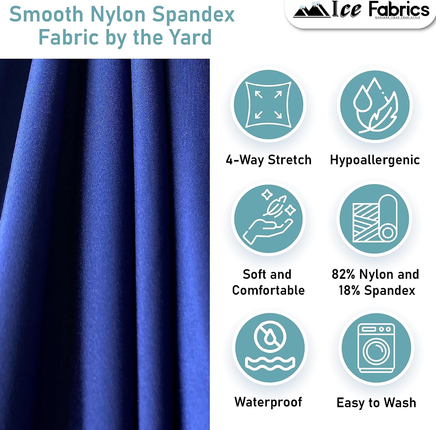 Swimsuit Fabric Nylon Spandex 4 Way stretch ICE FABRICS