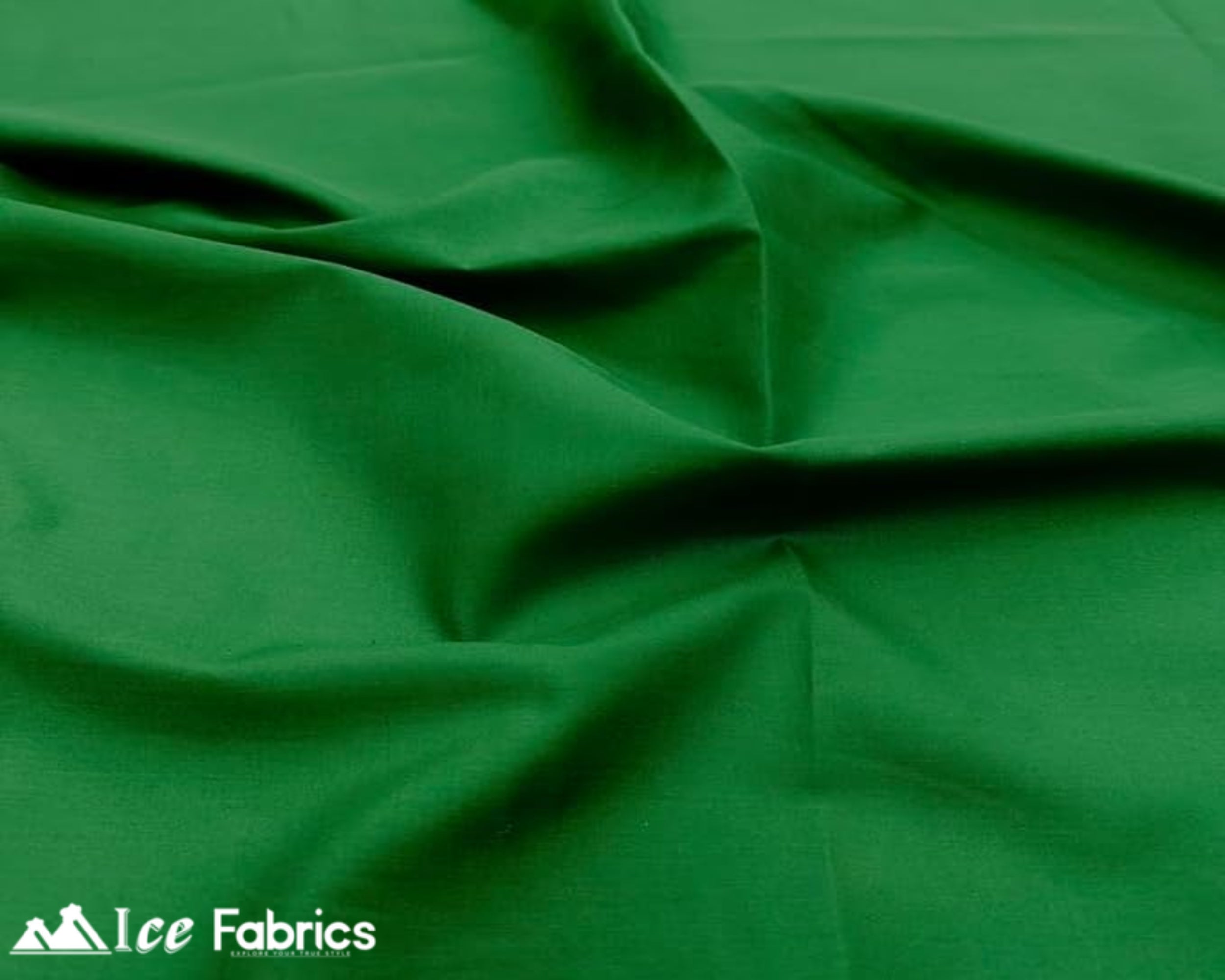 Kelly Green Broadcloth Polyester Cotton Fabric | Poly Cotton Fabric