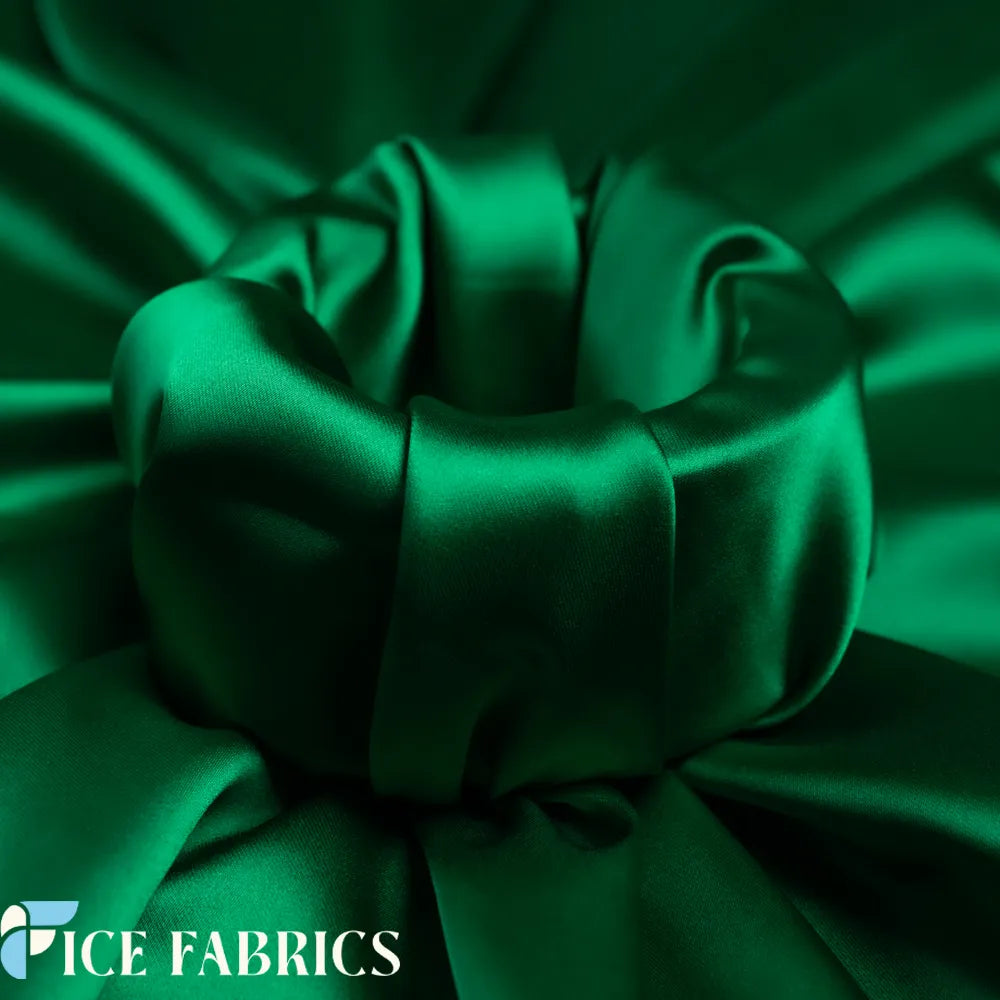 Kelly Green Luxury Silk Stretch Satin Fabric by the yard
