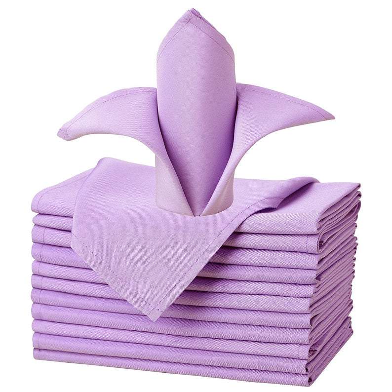 20"x20" Solid Polyester Washable Cloth Napkins For Wedding Party Restaurant Dinner - Set of 12 PiecesICEFABRICICE FABRICSLavender20"x20" Solid Polyester Washable Cloth Napkins For Wedding Party Restaurant Dinner - Set of 12 Pieces ICEFABRIC |Lavender