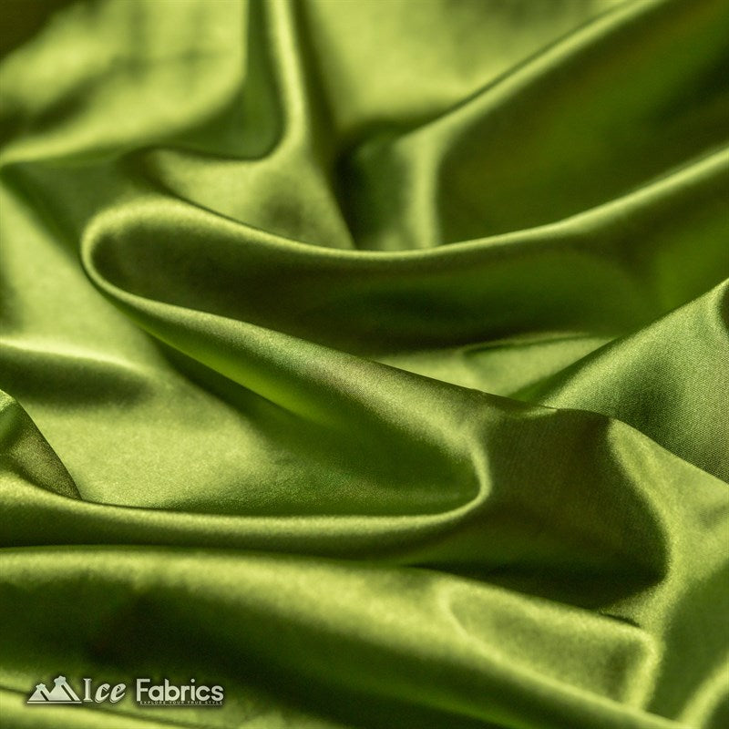 Silky Charmeuse Stretch Satin Fabric Fashion Fabric Light Olive Green