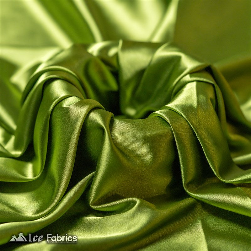 Silky Charmeuse Stretch Satin Fabric Fashion Fabric Light Olive Green