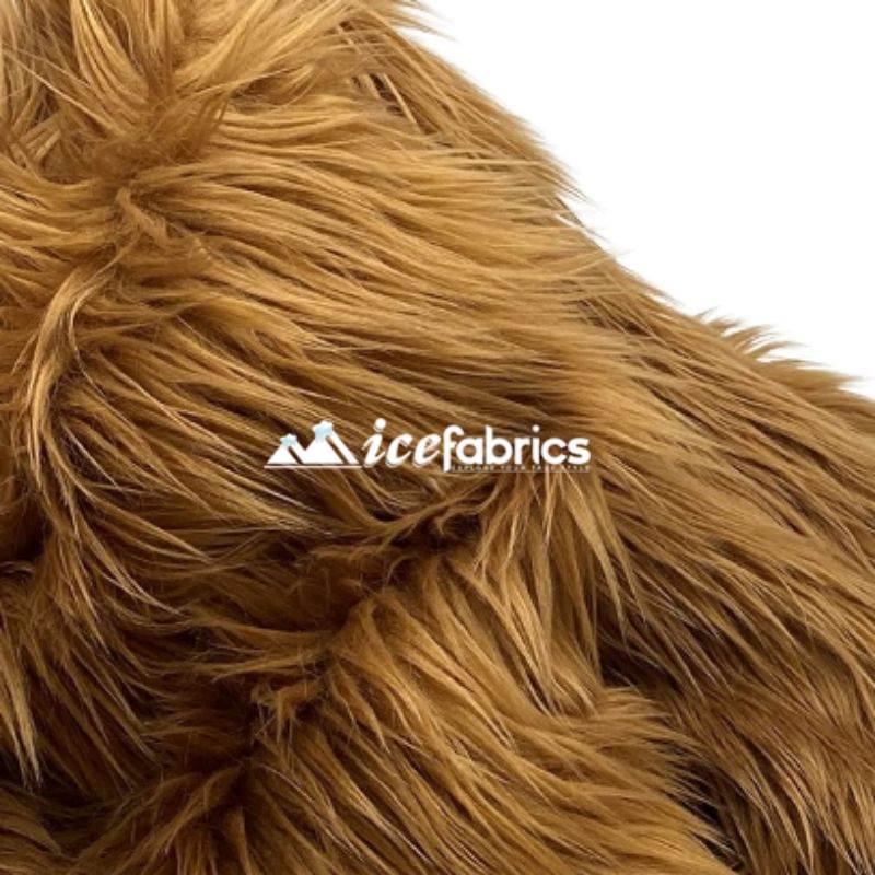 Light Brown Long Pile Faux Fur Upholstery Fabric